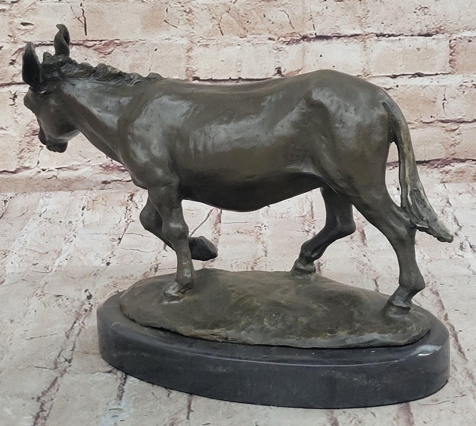 Handcrafted bronze sculpture SALE Farm Scene Nativity Burro Donkey Mini Marble