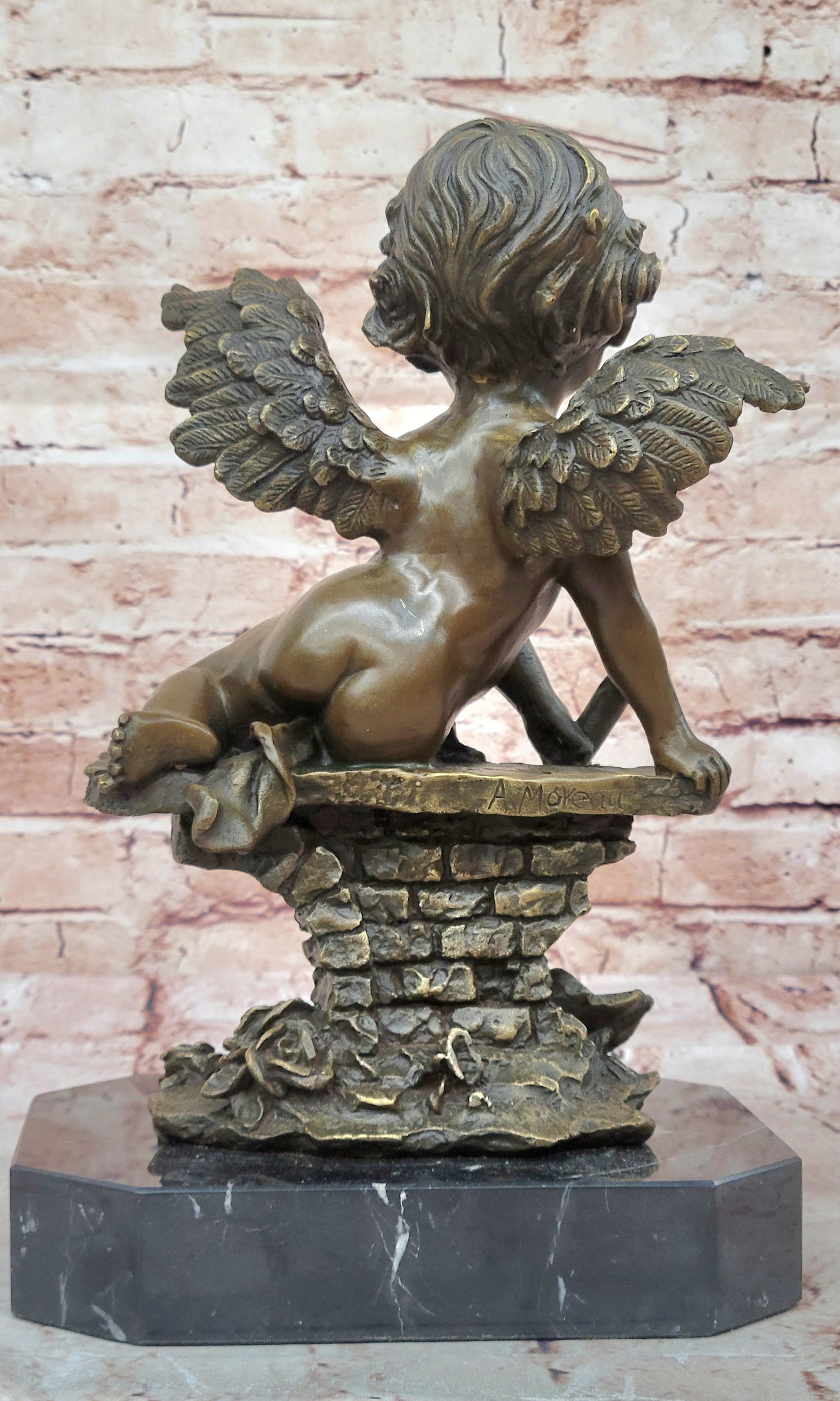 Bronze sculpture, "Cupid". Inspired by models by Auguste Louis Mathurin Moreau.