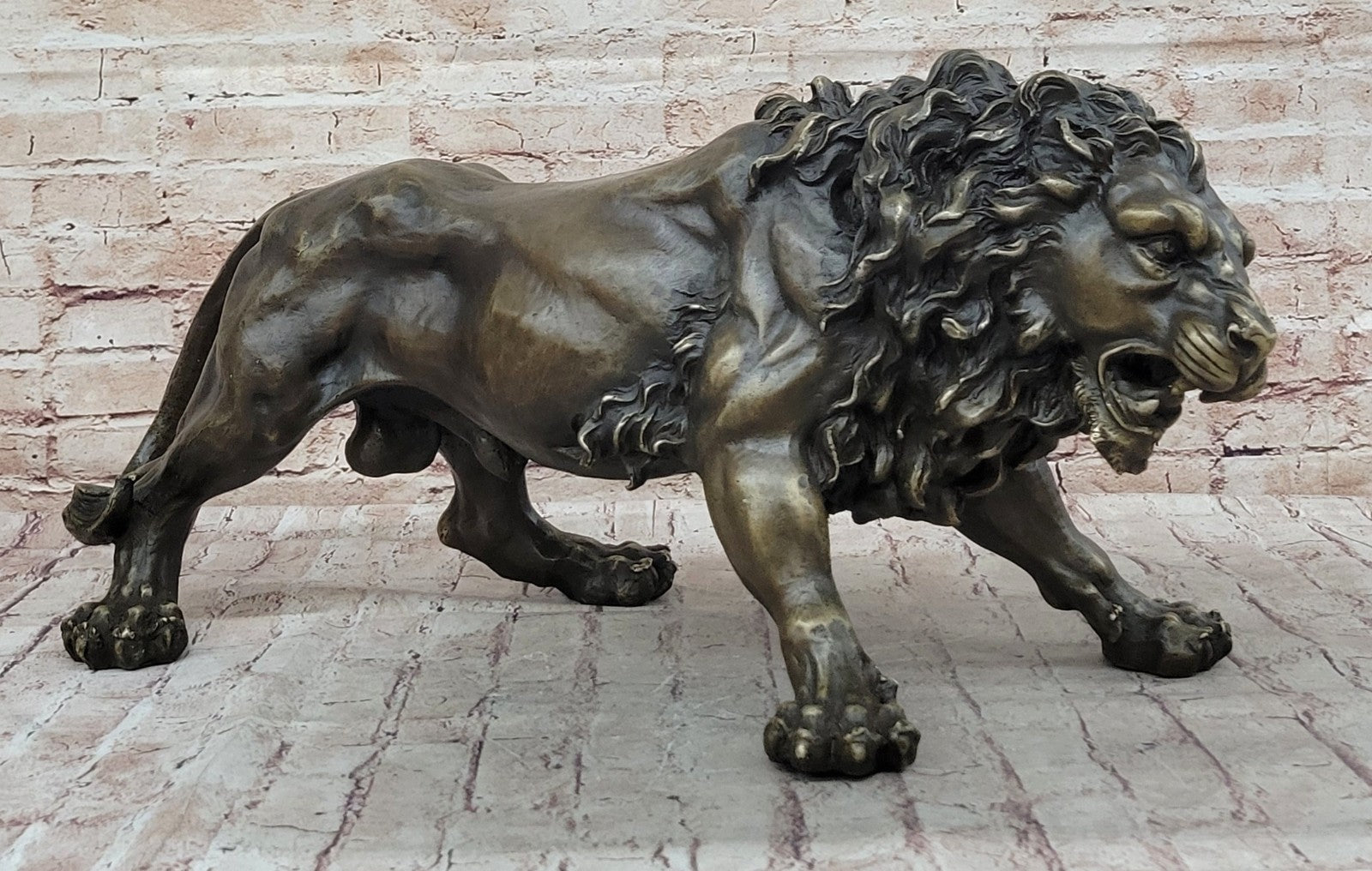 Guardian Lion Bronze Metal Detailed Artwork  Barye Sculpture Statue Figurative Art