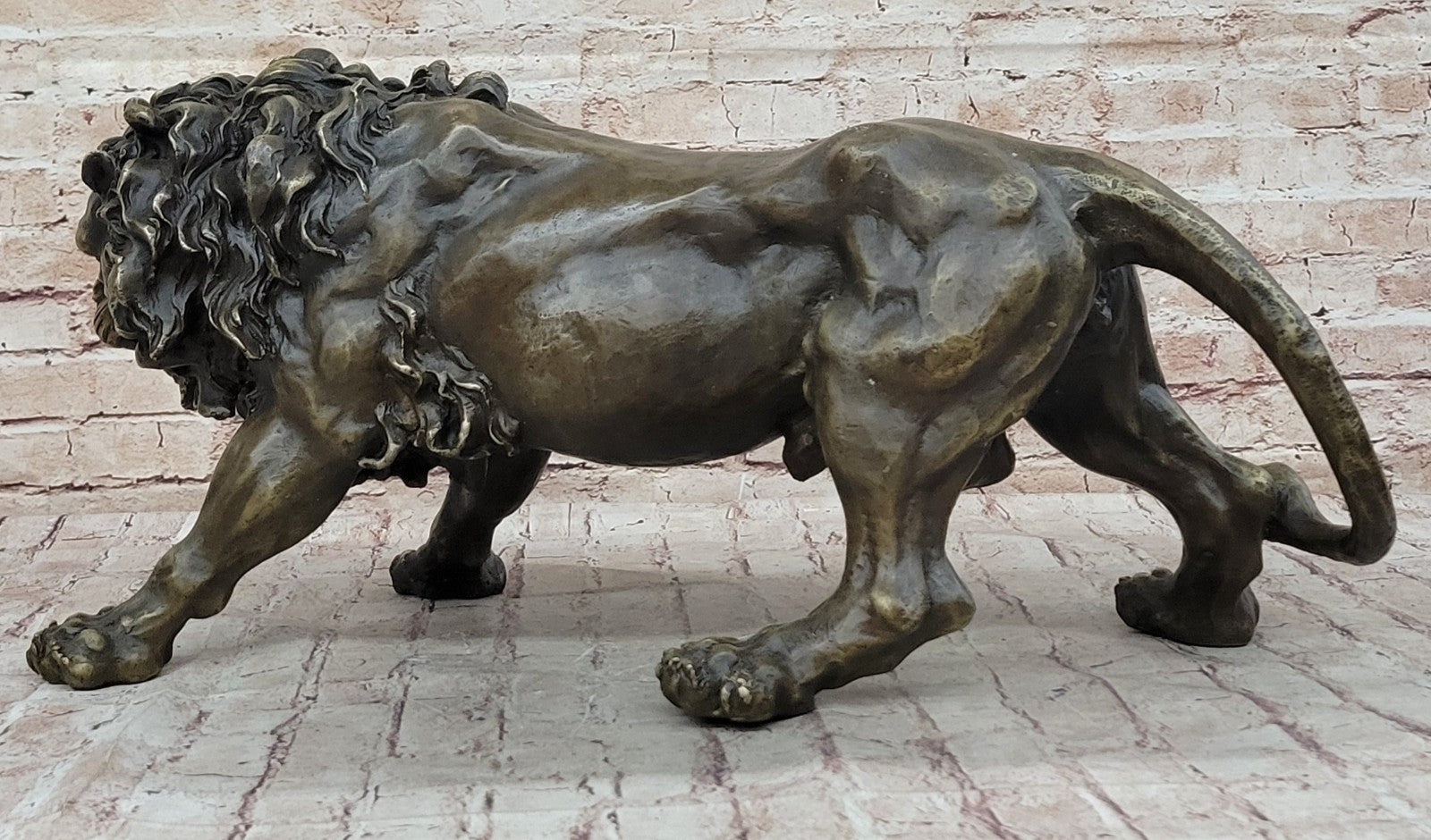 Guardian Lion Bronze Metal Detailed Artwork  Barye Sculpture Statue Figurative Art