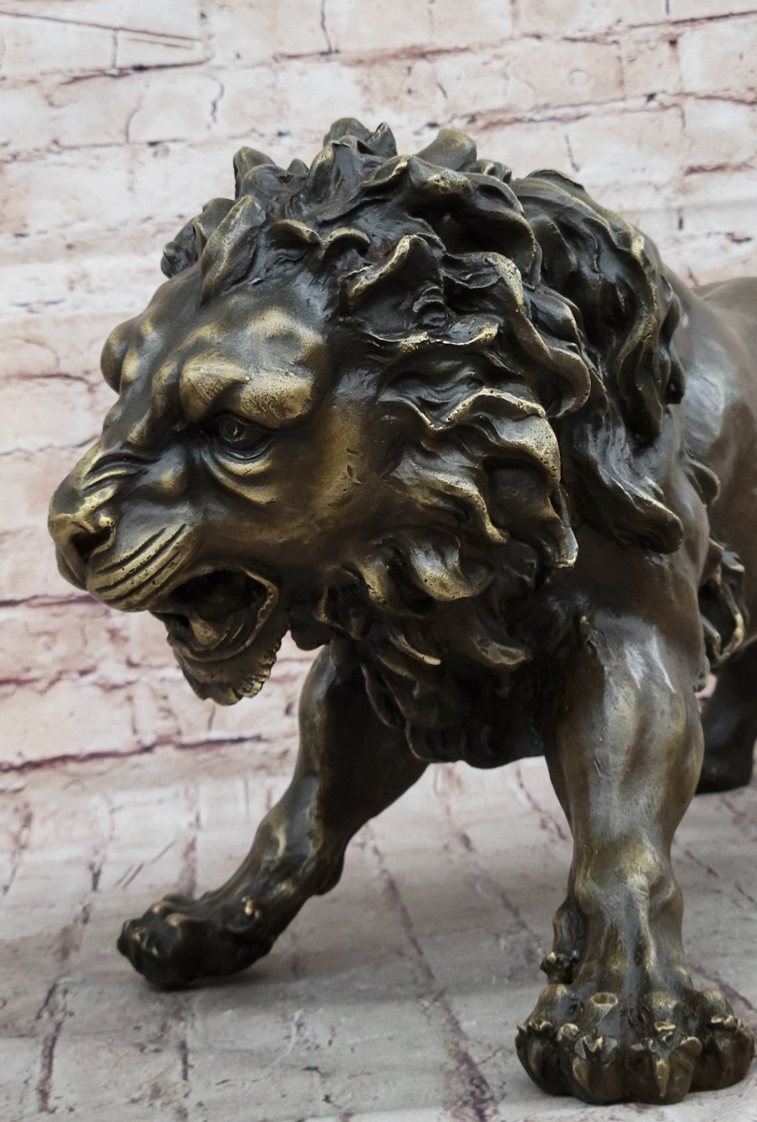 Guardian Lion Bronze Metal Detailed Artwork  Barye Sculpture Statue Figurative Art