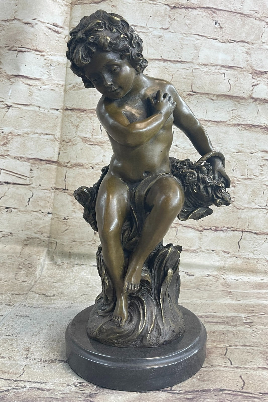 100% Bronze Sculpture Nude Decorative Boy Statue Art Decor Home Figure Sale