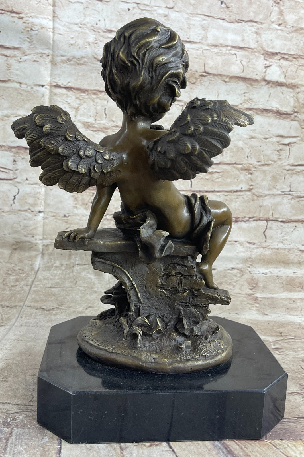 Cast Bronze Statue of a Cherub Angel Signed by Augustine Moreau Artwork