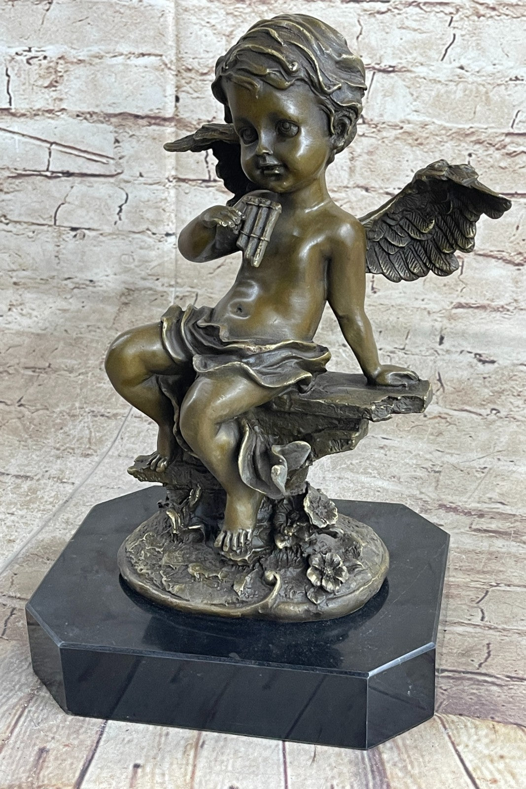 Cast Bronze Statue of a Cherub Angel Signed by Augustine Moreau Artwork