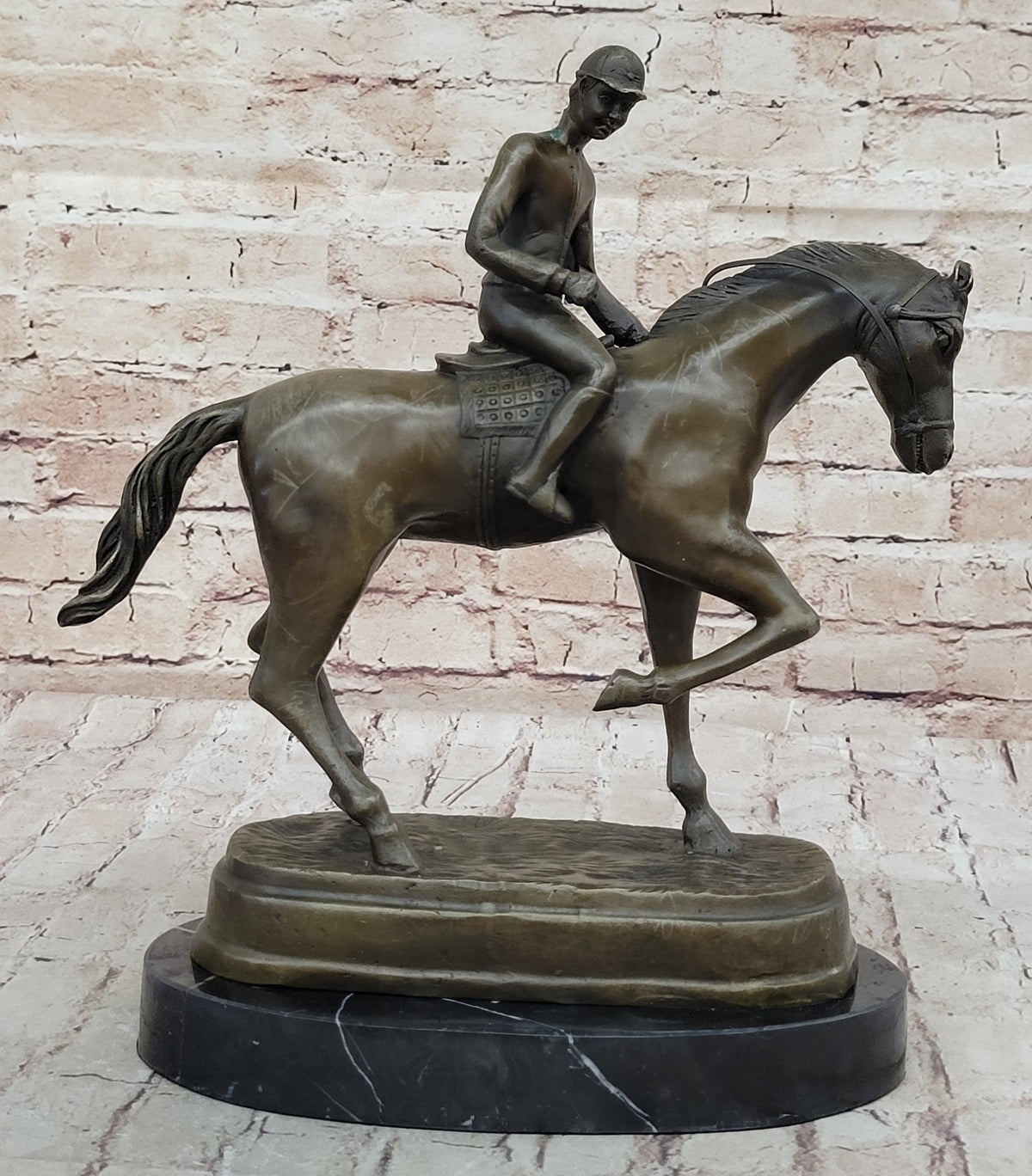Jockey Riding Horse Home Decoration Bronze Sculpture Statue Figurine Figure Sale