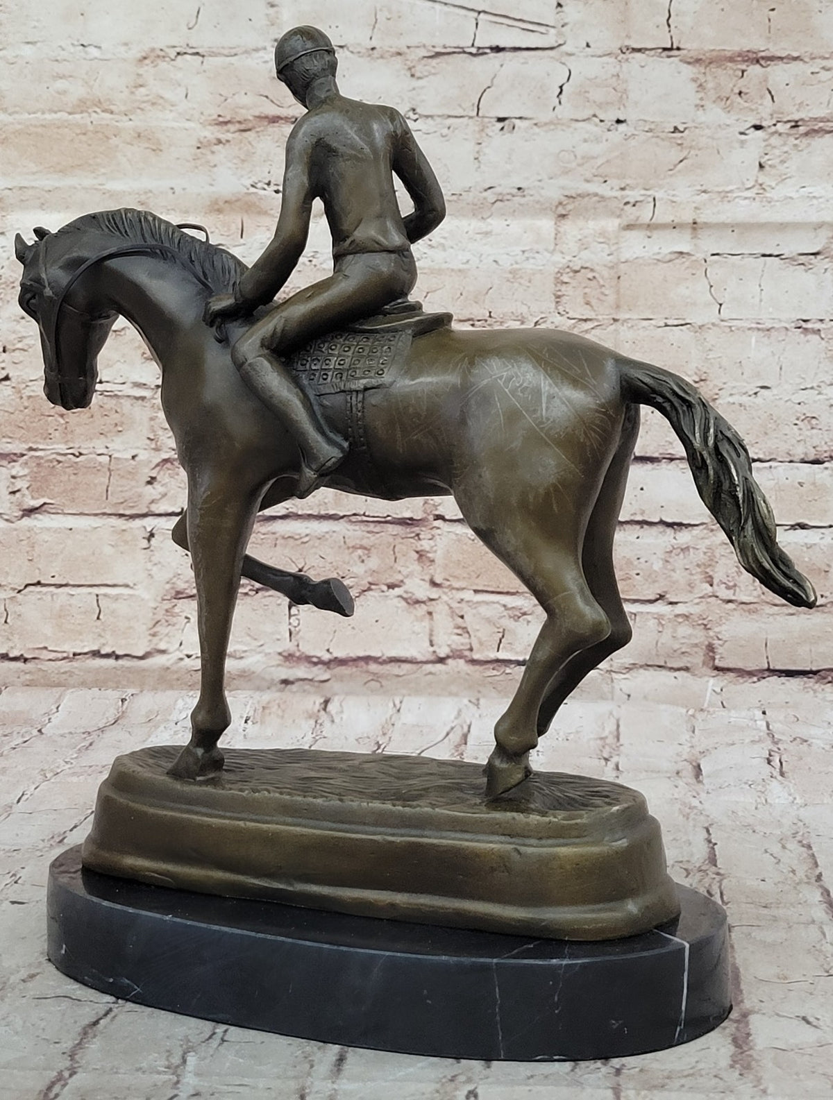 Jockey Riding Horse Home Decoration Bronze Sculpture Statue Figurine Figure Sale