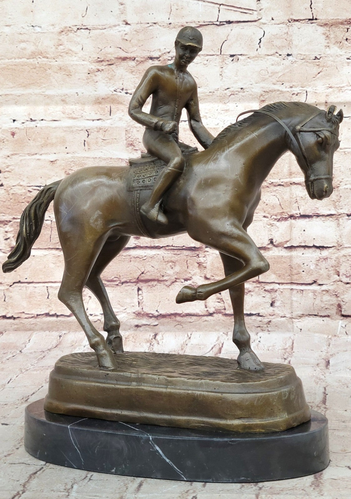 Jockey Riding Horse Home Decoration Bronze Sculpture Statue Figurine Figure Sale