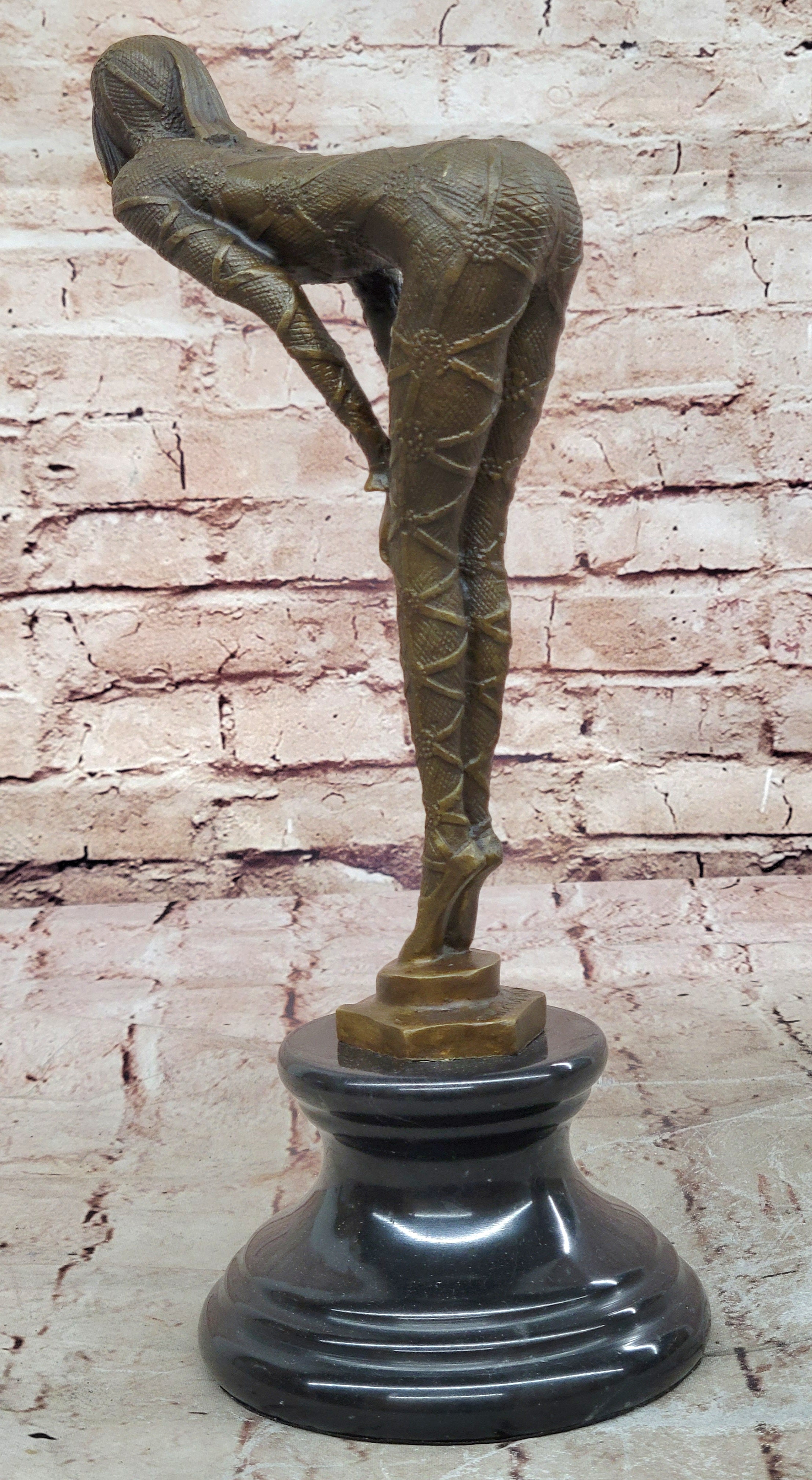 Art Deco Nouveau Chiparus Style Bronze Sculpture Dancer Marble Base Figurine