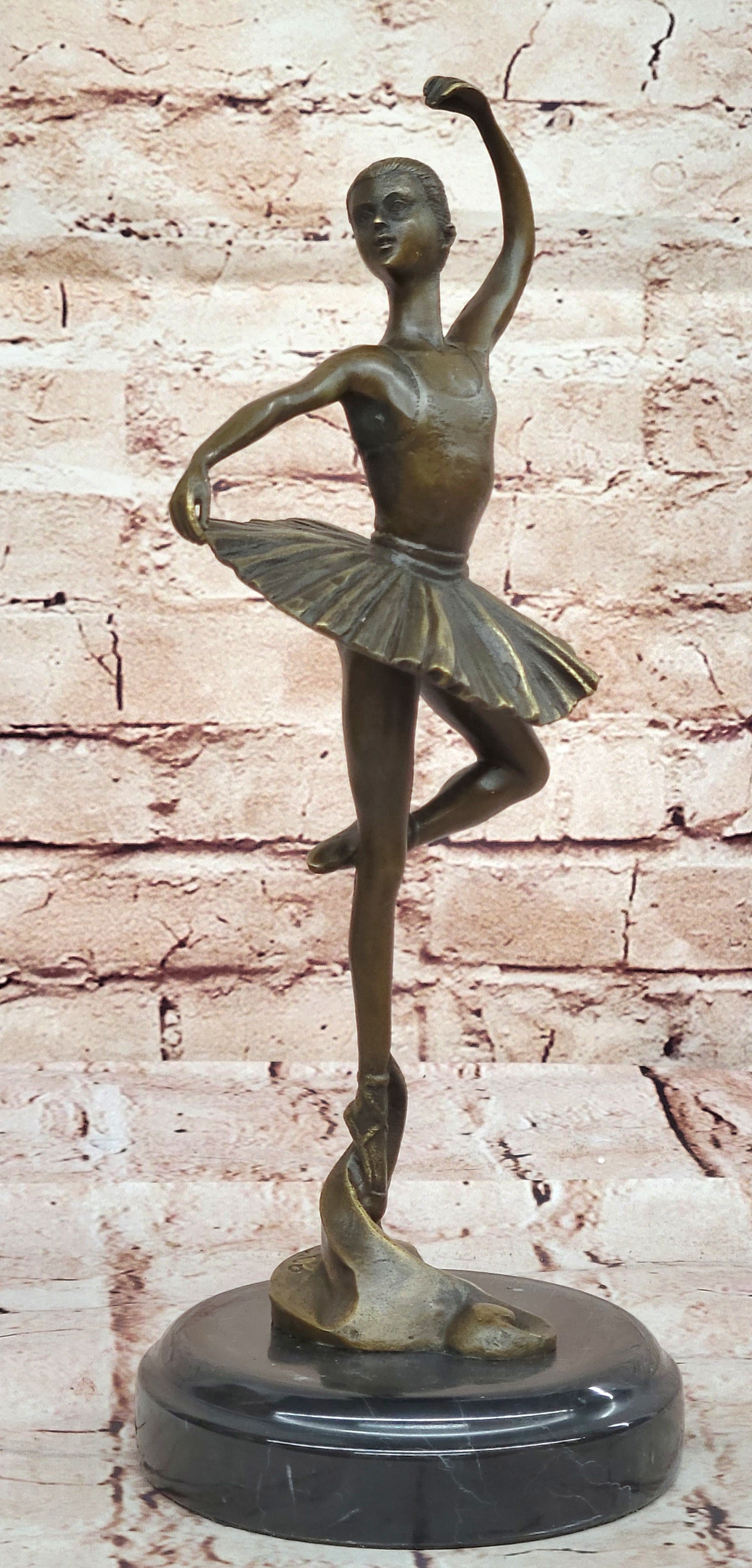 12" Tall Classical Dancer Ballerina Signed Bronze Sculpture Figure Art Nouveau