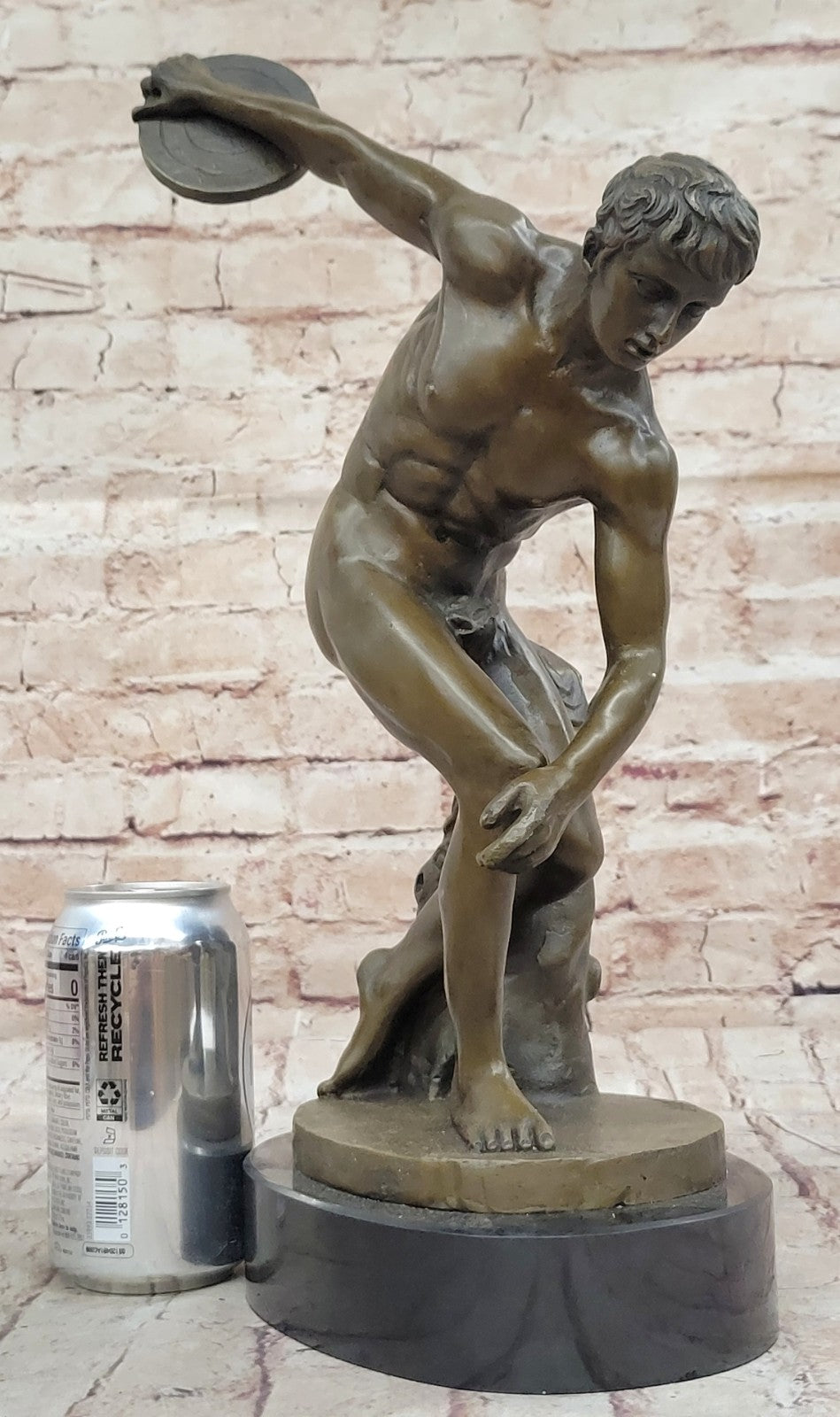 Grand Tour Of Discus Thrower Discobolo Statue Figurine Bronze Sculpture  Sale