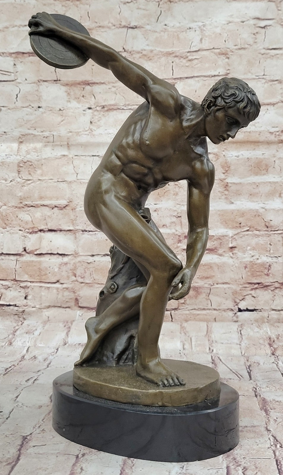 Grand Tour Of Discus Thrower Discobolo Statue Figurine Bronze Sculpture  Sale