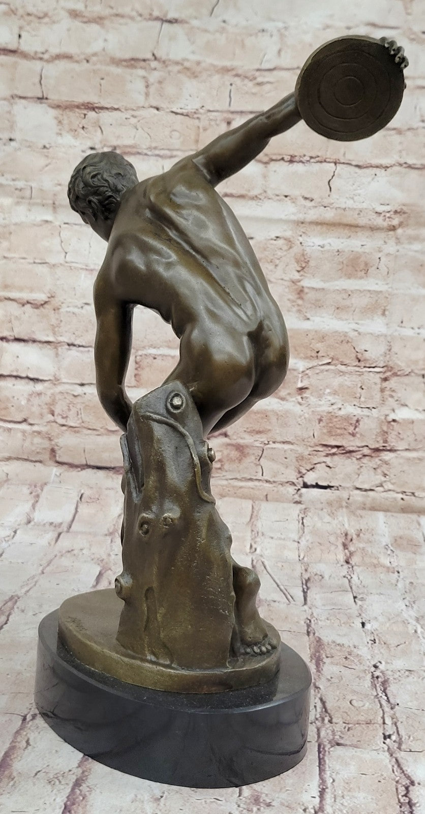 Grand Tour Of Discus Thrower Discobolo Statue Figurine Bronze Sculpture  Sale