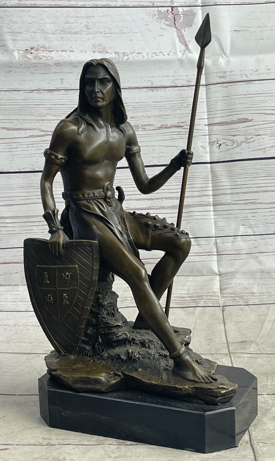 INDIAN CHIEF Bronze Sculpture Statue Art Warrior Spirit American Native Figure