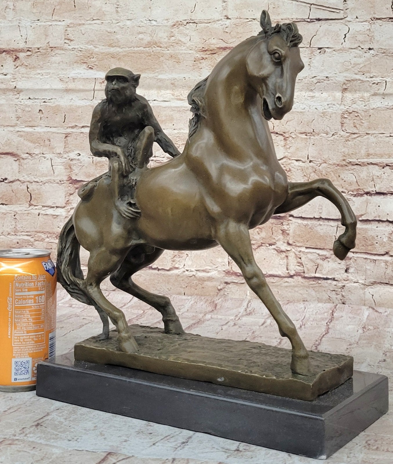 Elegant old  13" Chinese Fengshui Pure Red Bronze Monkey Ride Horse Ma Shang Art