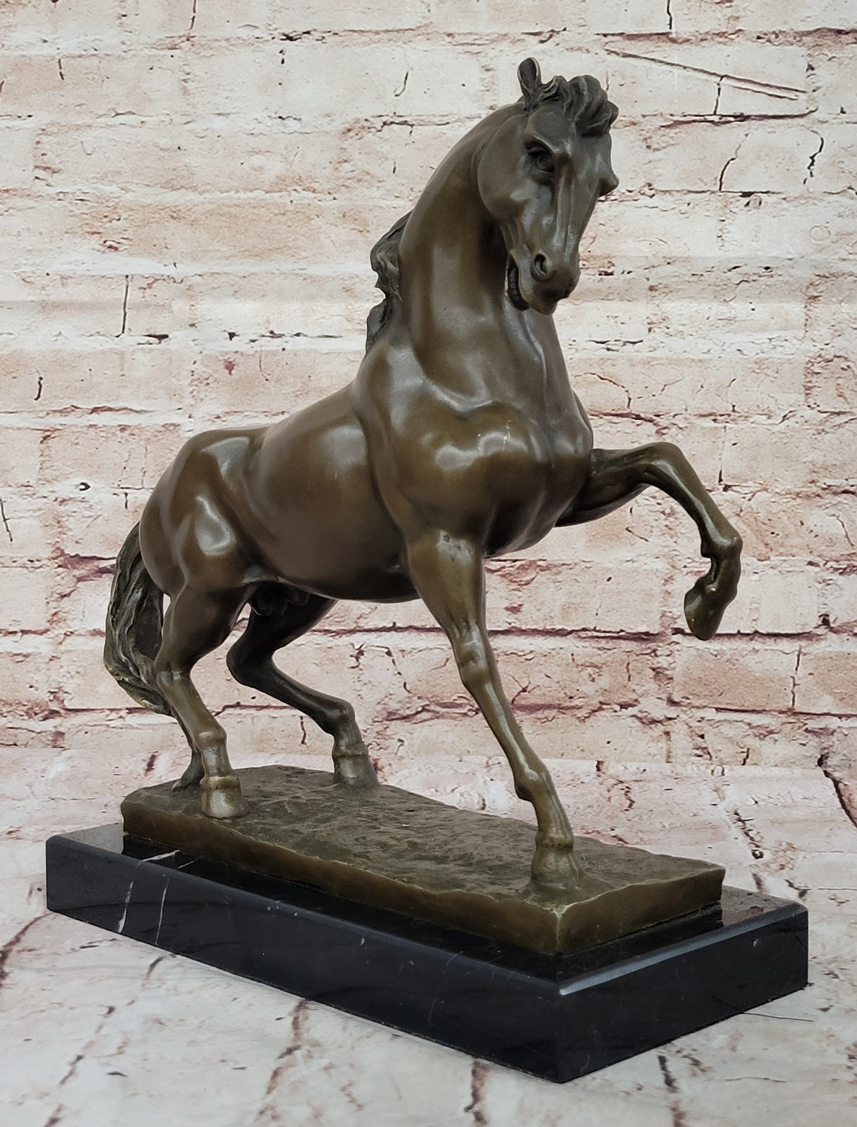 Bronze Sculpture Statue of Horse Stallion Signed Milo Equestrian Home Figurine