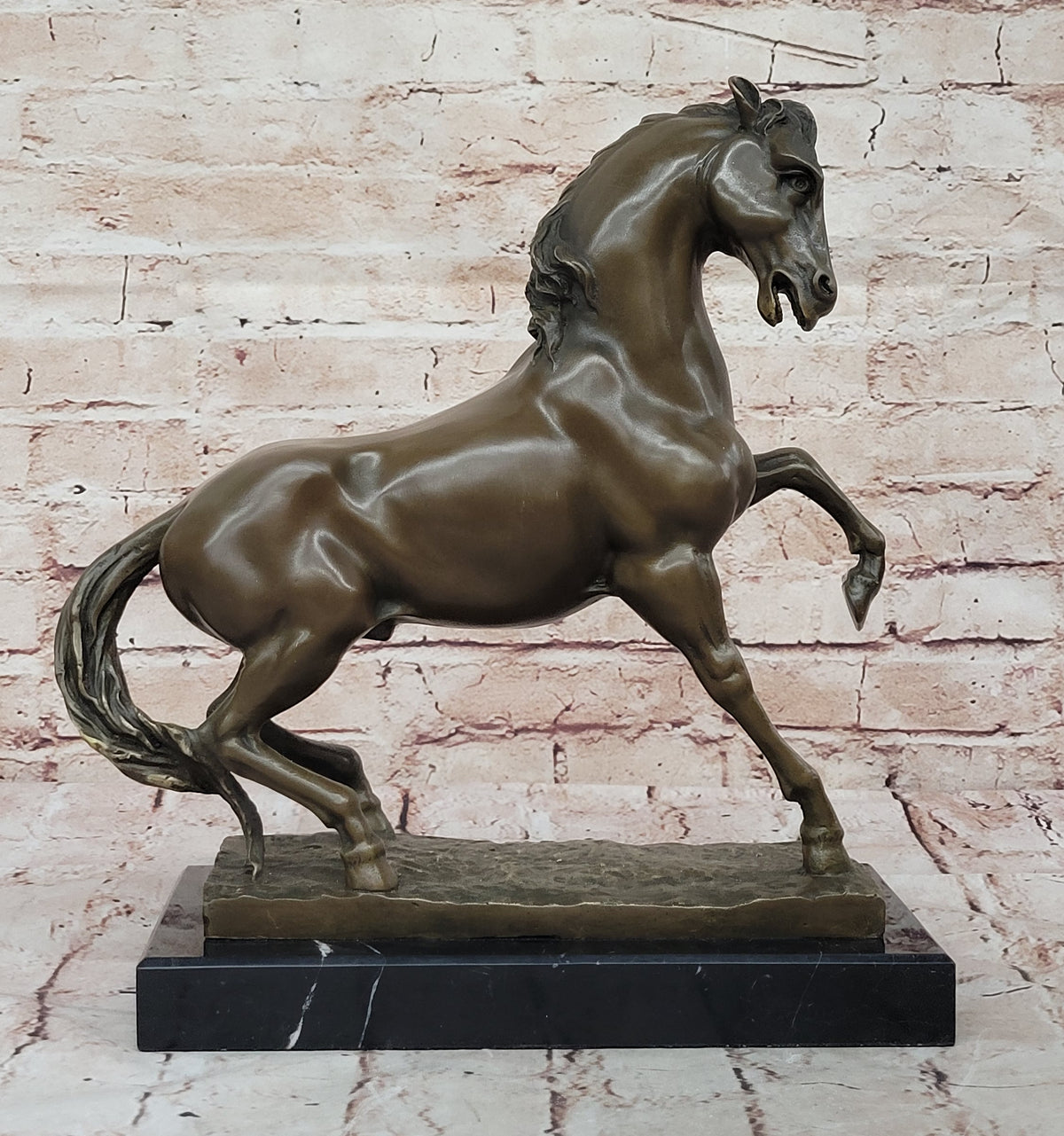 Bronze Sculpture Statue of Horse Stallion Signed Milo Equestrian Home Figurine