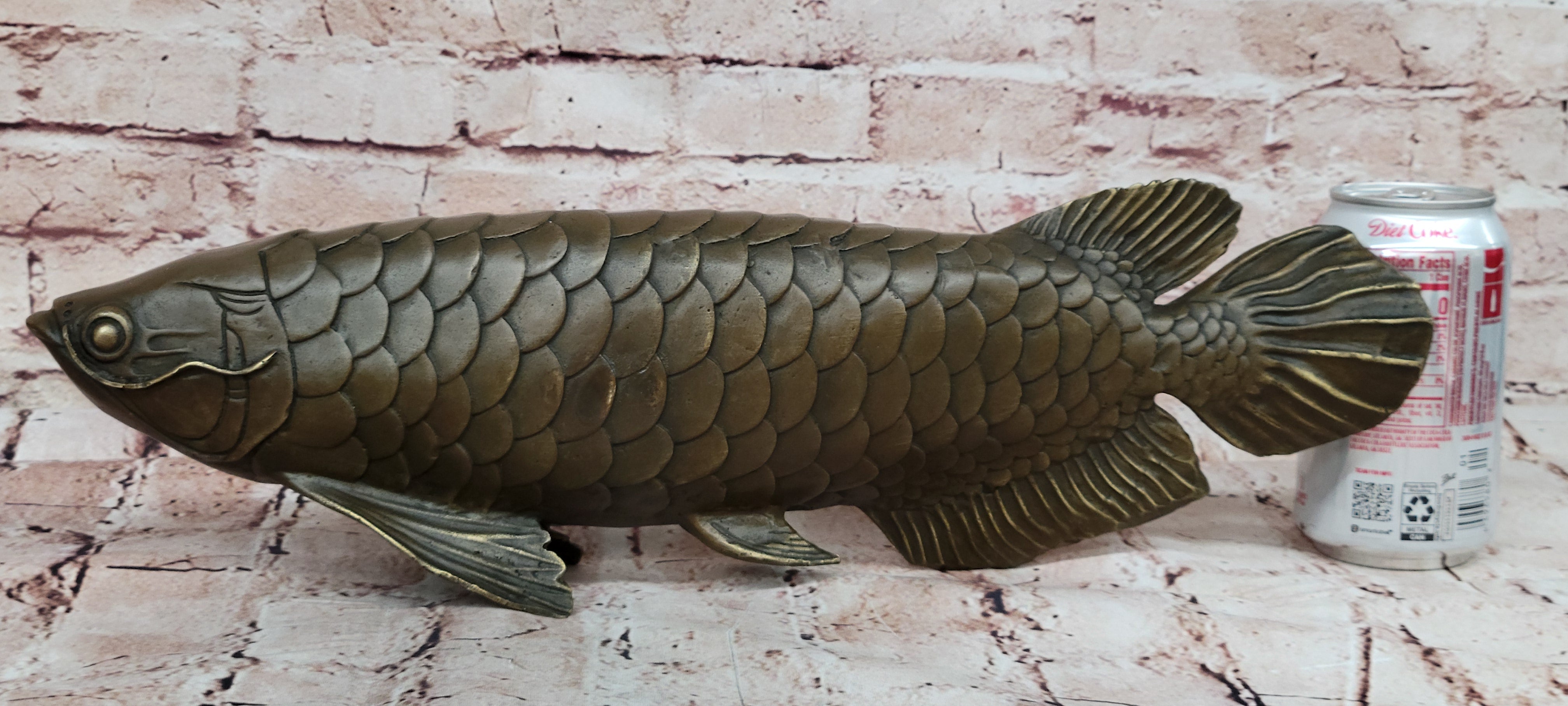 Detailed Arowana Bronze Sculpture Statue Feng Shui Gift for Fisherman Display