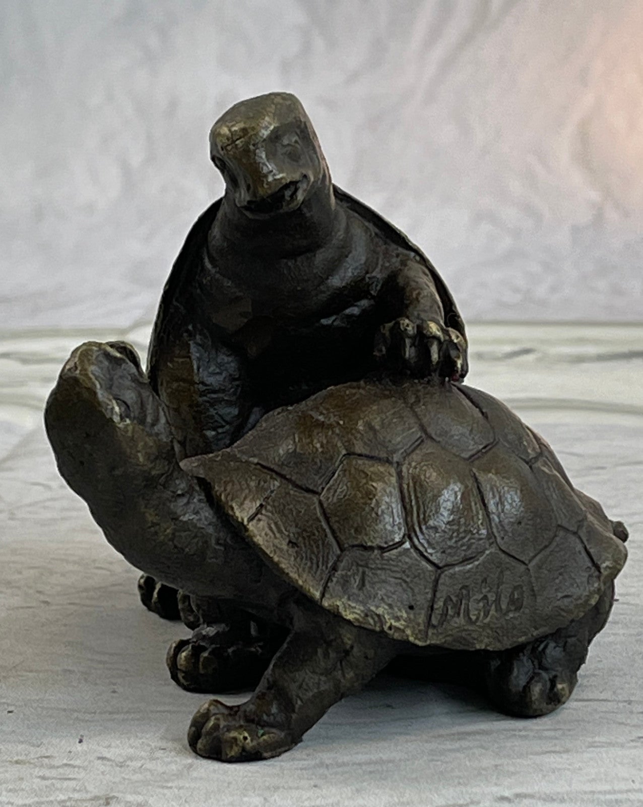 Handcrafted bronze sculpture SALE Art Yard Garden Reptile Turtle Box Figure ART