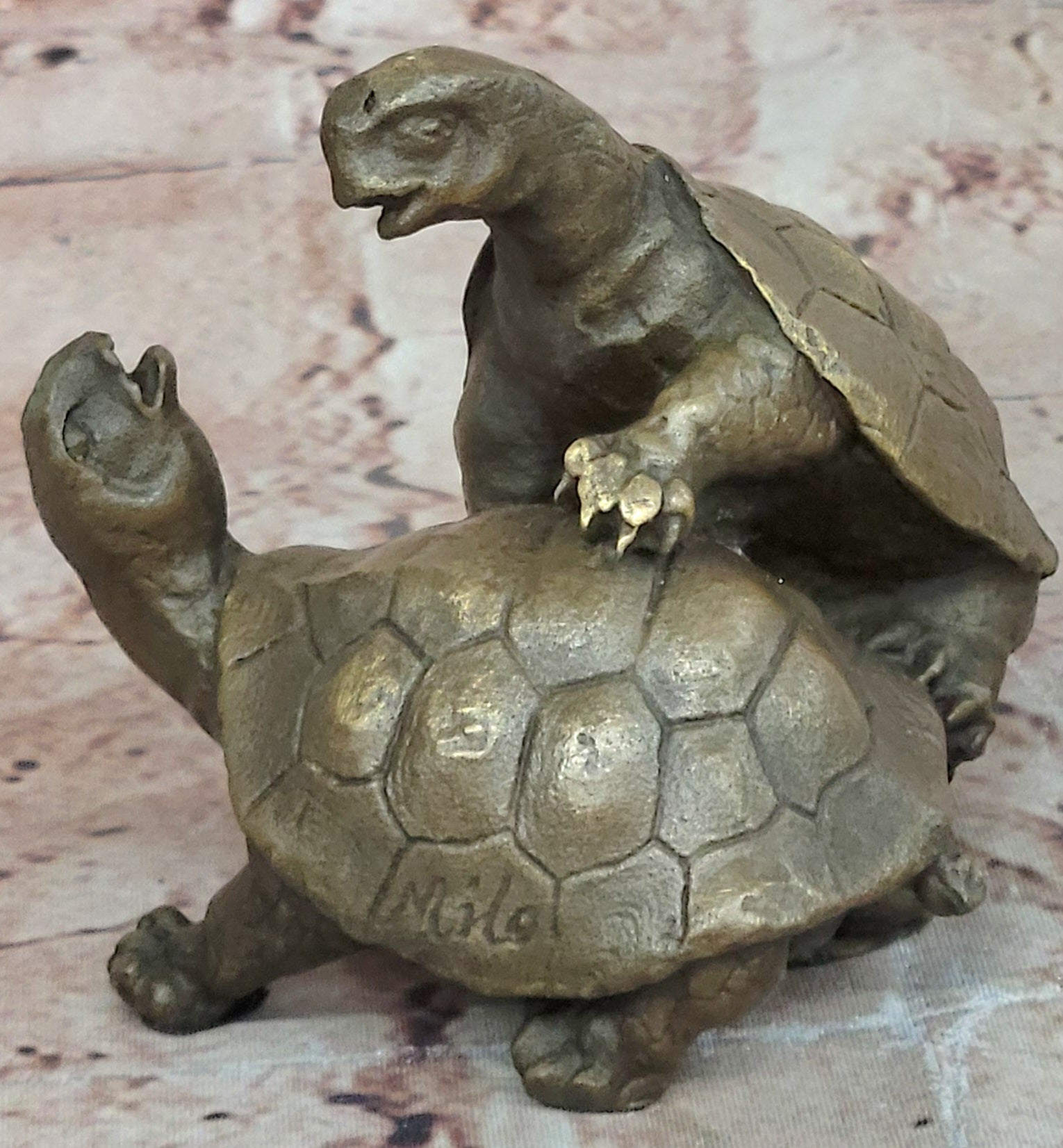 Handcrafted bronze sculpture SALE Art Yard Garden Reptile Turtle Box Figure ART