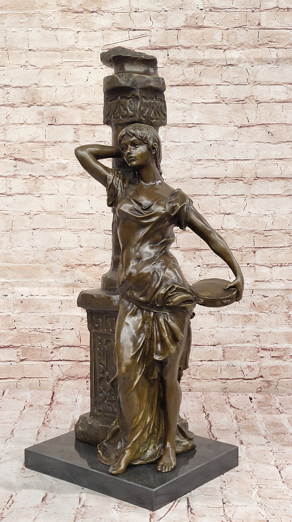 Heavy Bronze Sculpture Statue Classical Woman Signed A Moreau Display Artwork
