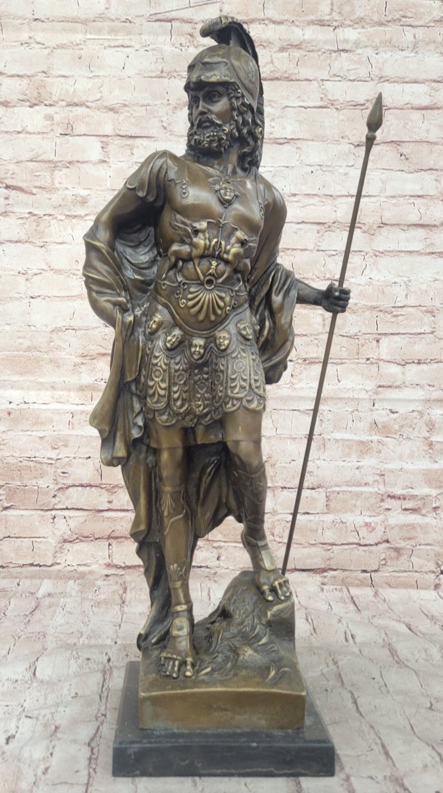 RARE ANCIENT GRECO-ROMAN GLADIATOR WARRIOR BRONZE LEGIONARY WEARING HELMET