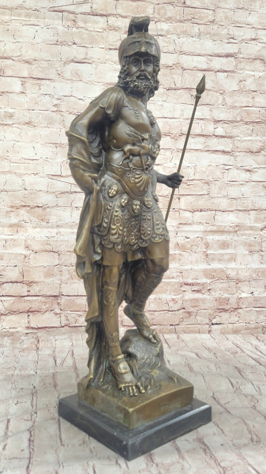 RARE ANCIENT GRECO-ROMAN GLADIATOR WARRIOR BRONZE LEGIONARY WEARING HELMET