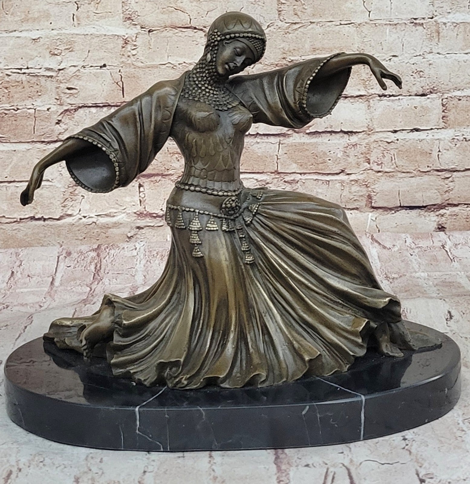 Chiparus Dancer Vegas Show Girls Art Deco Bronze Sculpture Marble Figurine