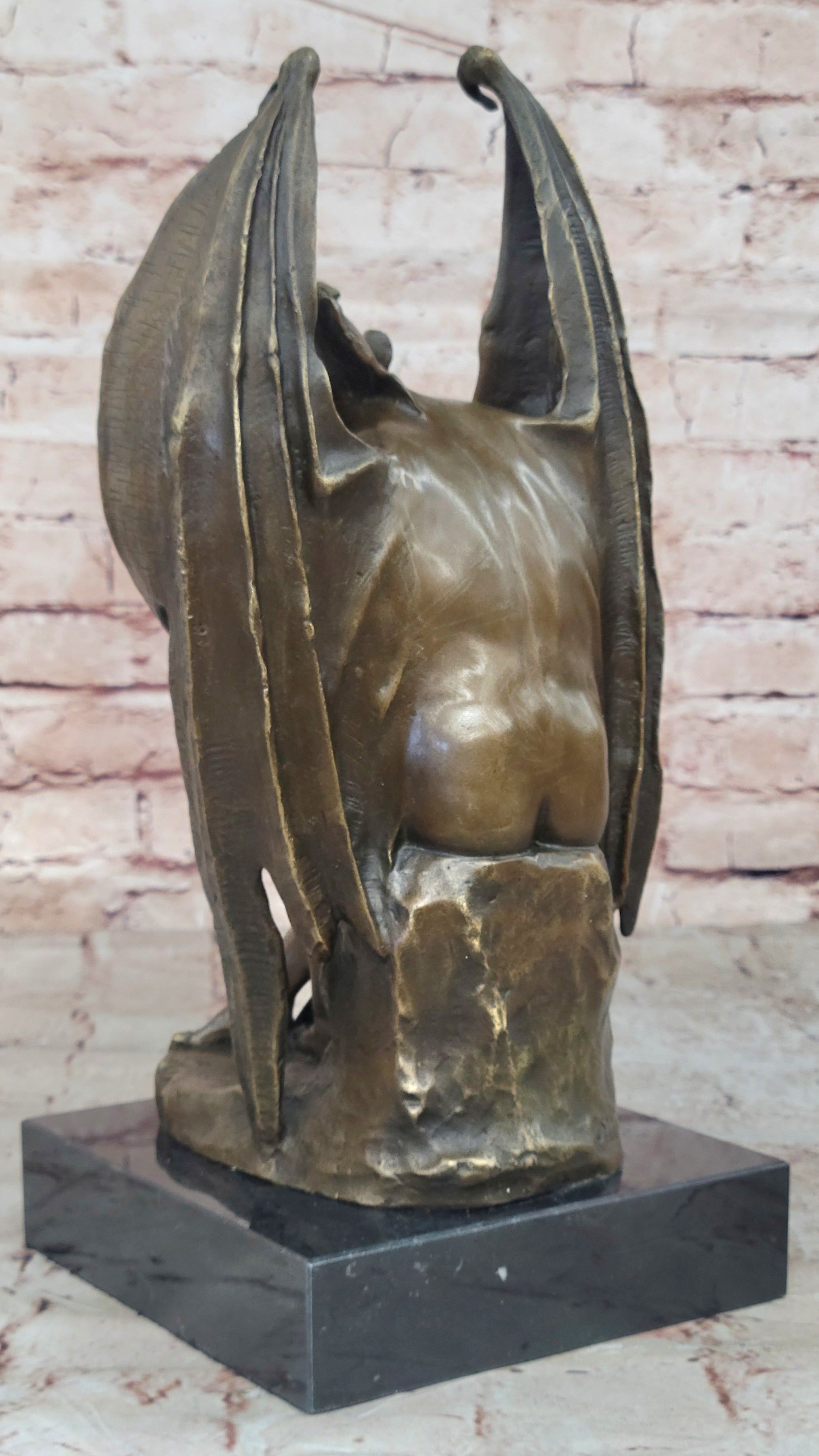Brown Patina Handcrafted Hot Cast Bronze Satan Devil Satanic Sculpture Statue