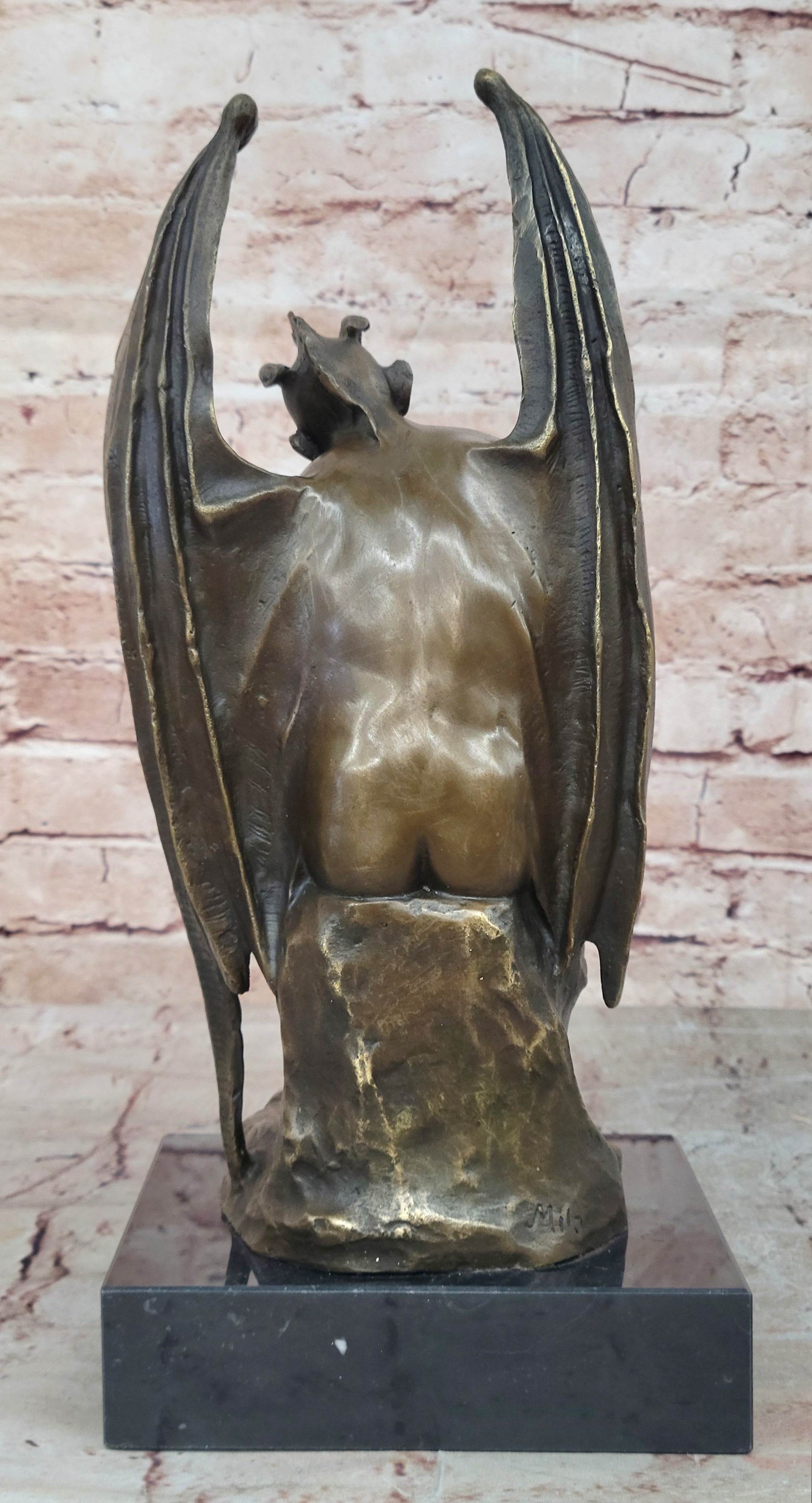 Brown Patina Handcrafted Hot Cast Bronze Satan Devil Satanic Sculpture Statue