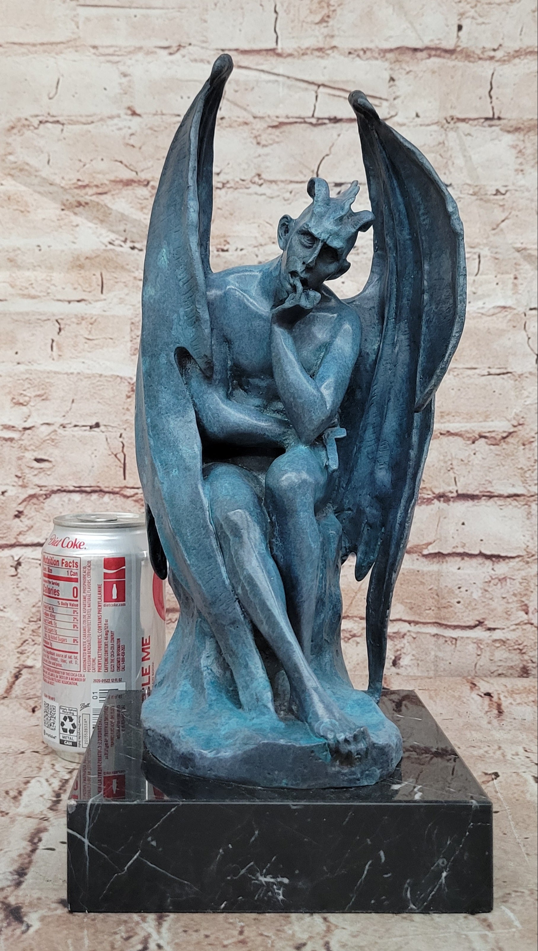 Mythical Signed Original Hot Cast Devil Lucifer Hand Crafted Bronze Sculpture