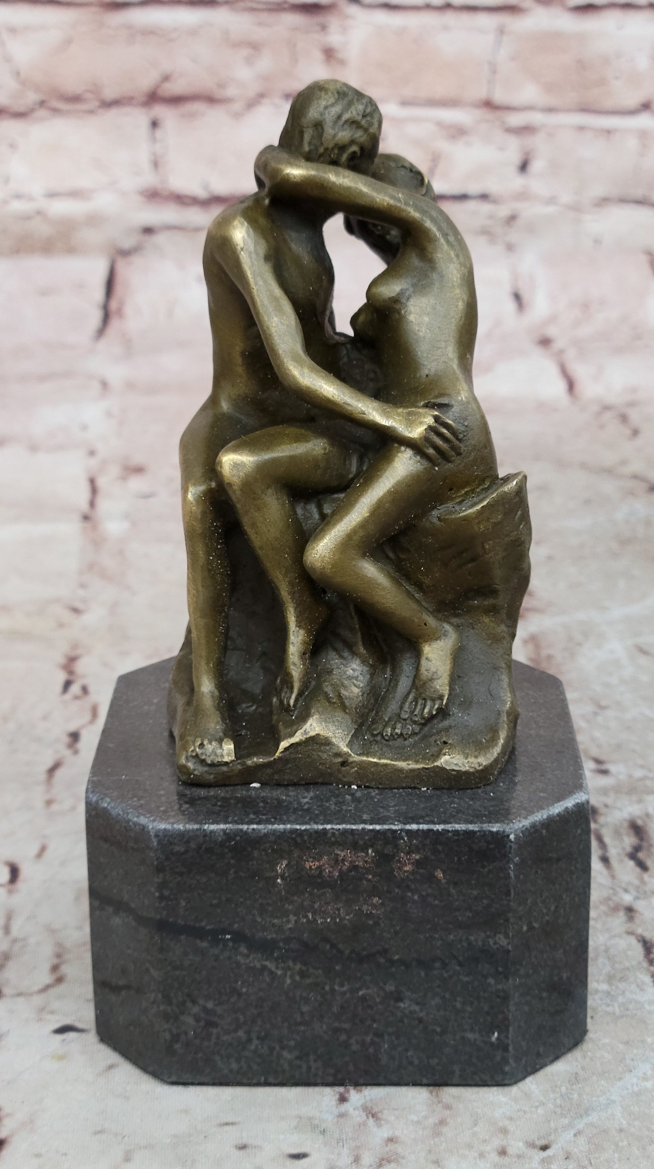 The Kiss by Rodin Solid Bronze Collectible Sculpture Handmade Statue Art - Nude