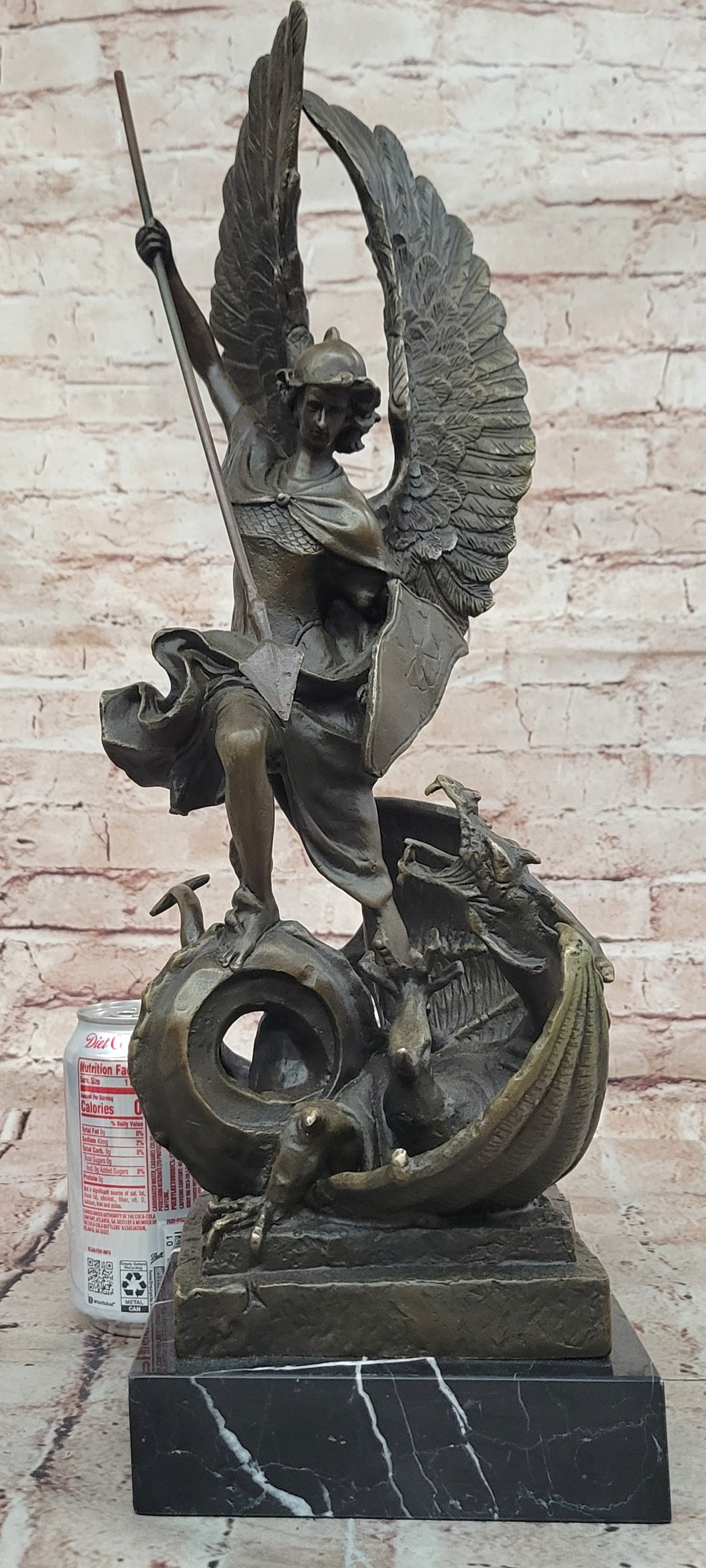 Handcrafted Saint ST. George bronze sculpture SALE Art Dragon Signed