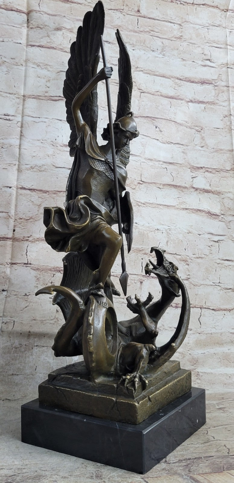 Handcrafted Saint ST. George bronze sculpture SALE Art Dragon Signed