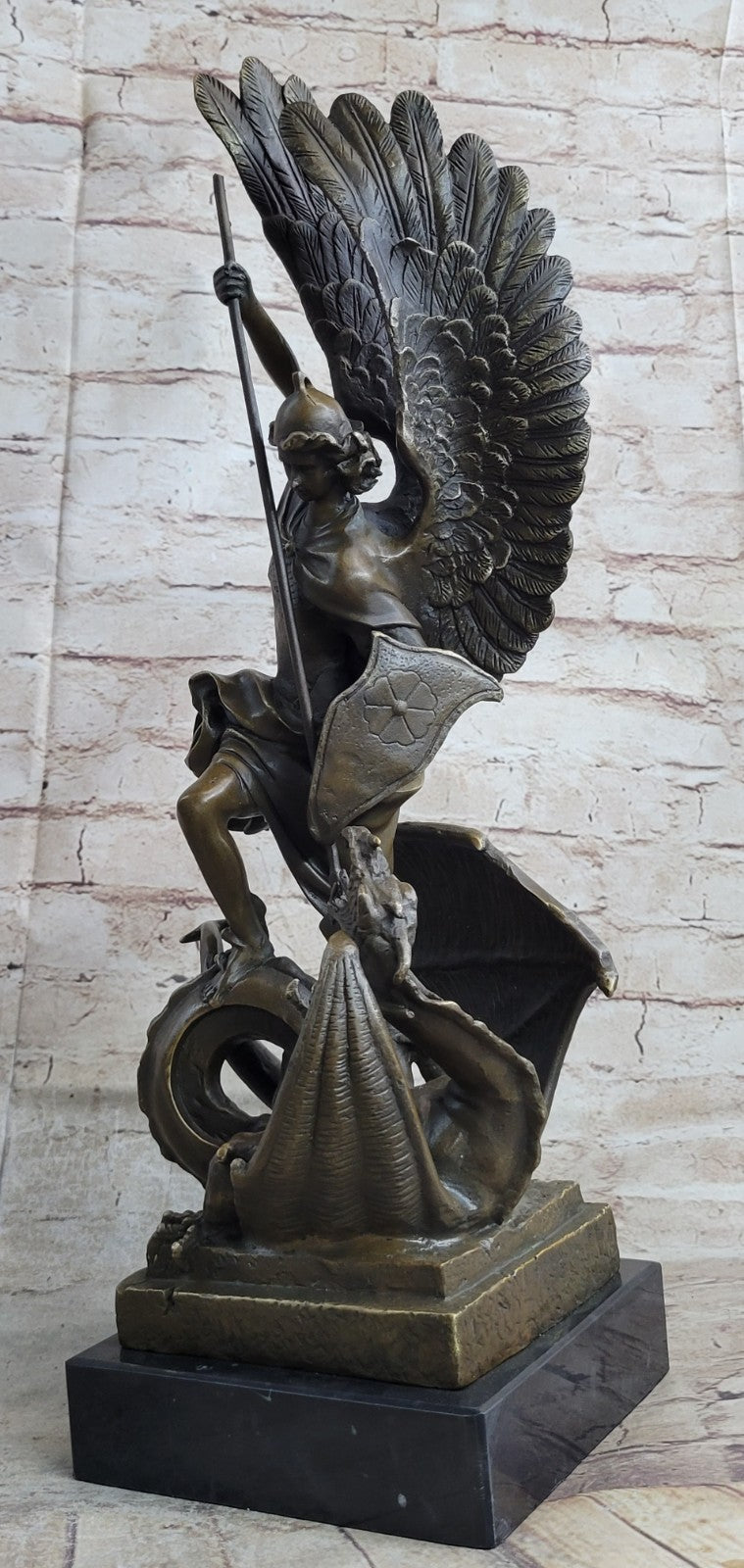 Handcrafted Saint ST. George bronze sculpture SALE Art Dragon Signed
