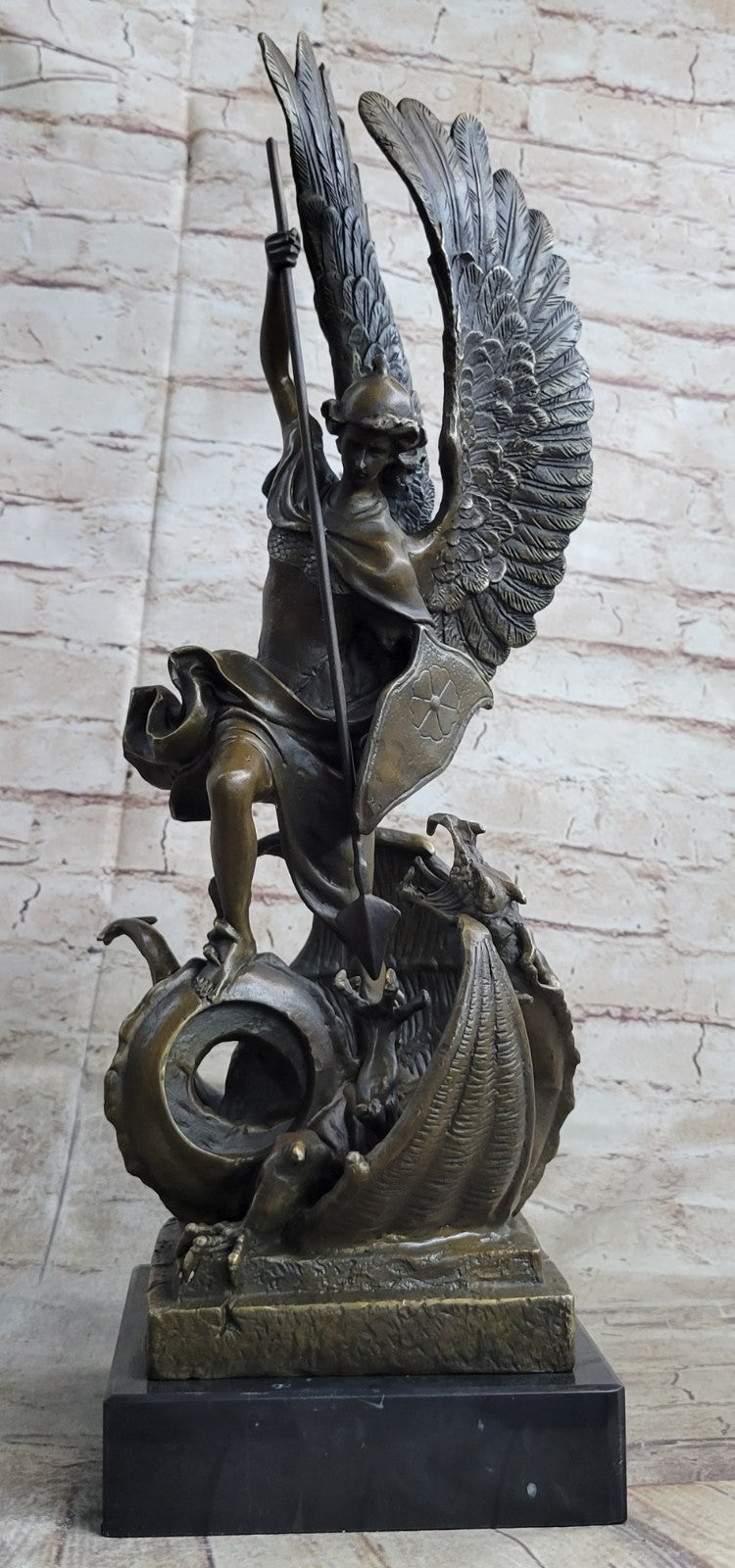 Handcrafted Saint ST. George bronze sculpture SALE Art Dragon Signed