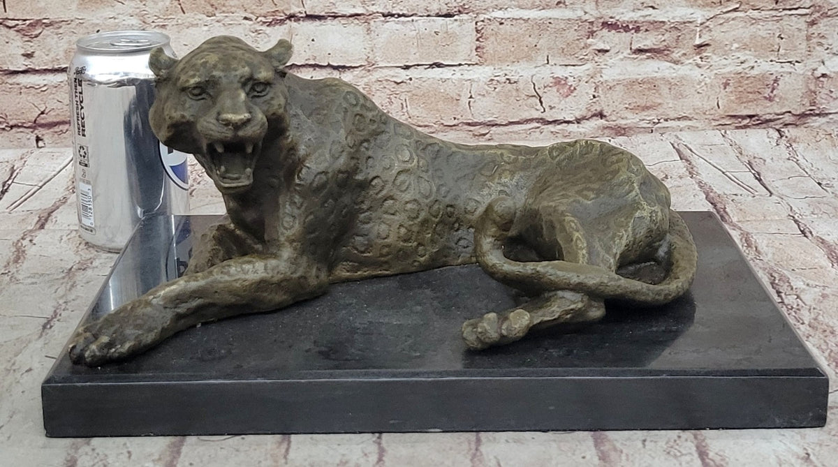 ART DECO SOLID BRONZE CHEETAH STATUE BIG CAT LEOPARD FELINE PANTHER LION JAGUAR