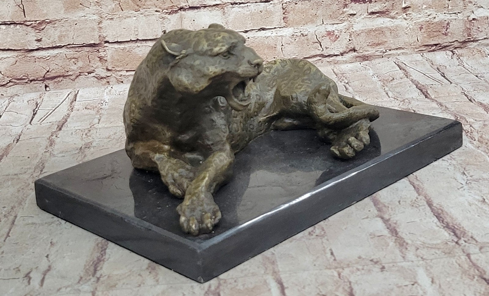 ART DECO SOLID BRONZE CHEETAH STATUE BIG CAT LEOPARD FELINE PANTHER LION JAGUAR