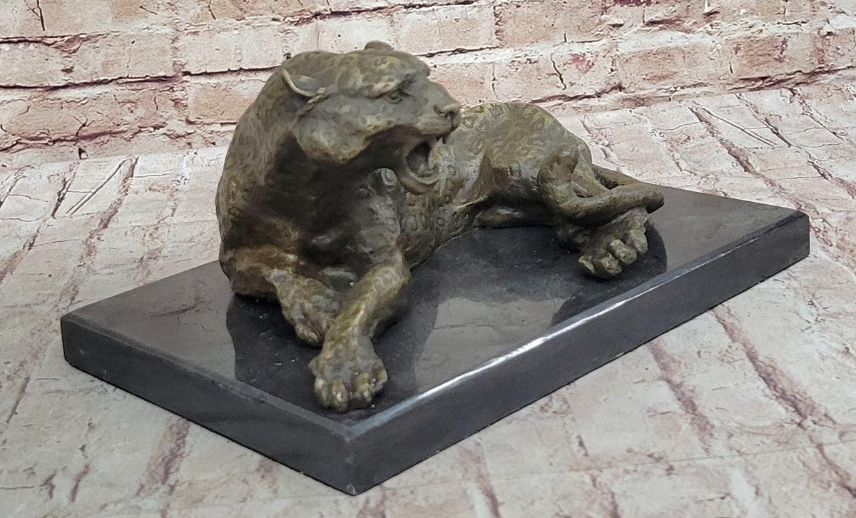 ART DECO SOLID BRONZE CHEETAH STATUE BIG CAT LEOPARD FELINE PANTHER LION JAGUAR