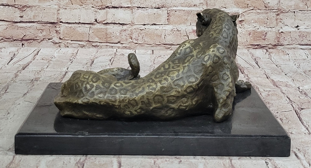 ART DECO SOLID BRONZE CHEETAH STATUE BIG CAT LEOPARD FELINE PANTHER LION JAGUAR