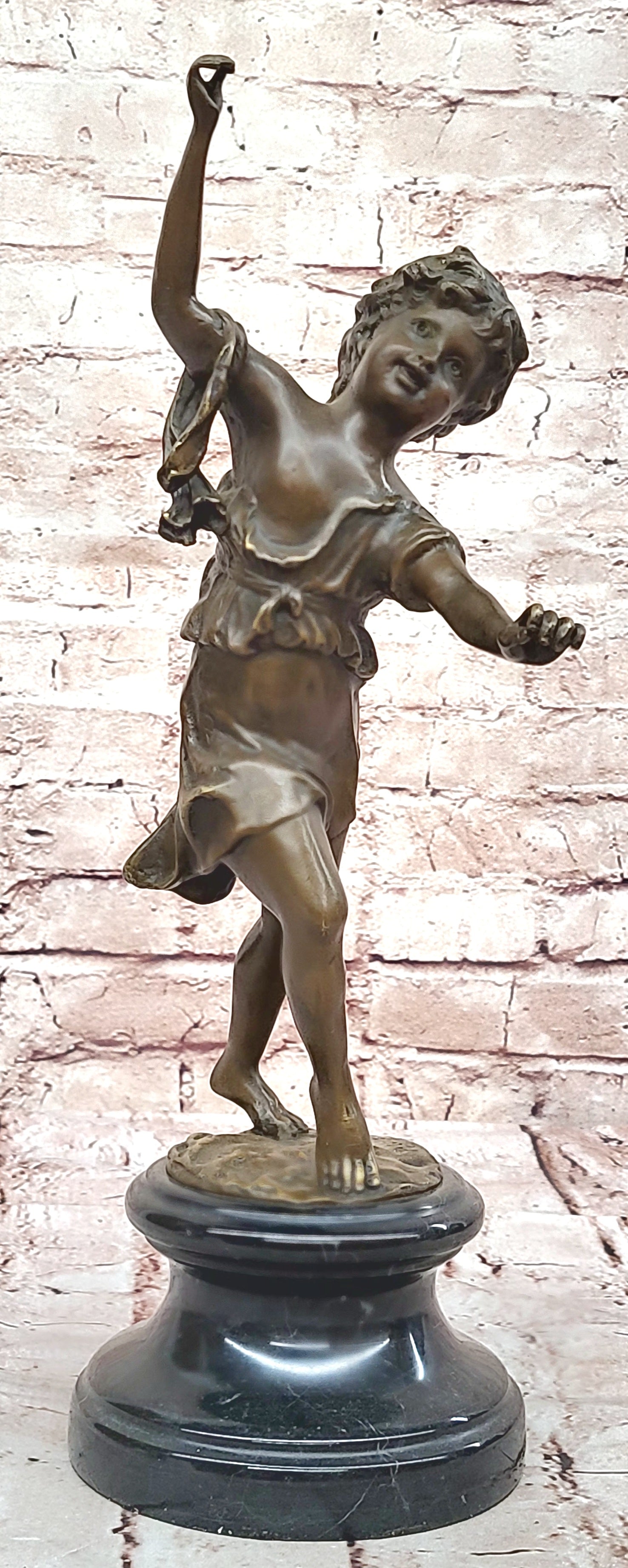 Charming Bronze Sculpture Statue Dancing Boy by Moreau Vintage Style Decor