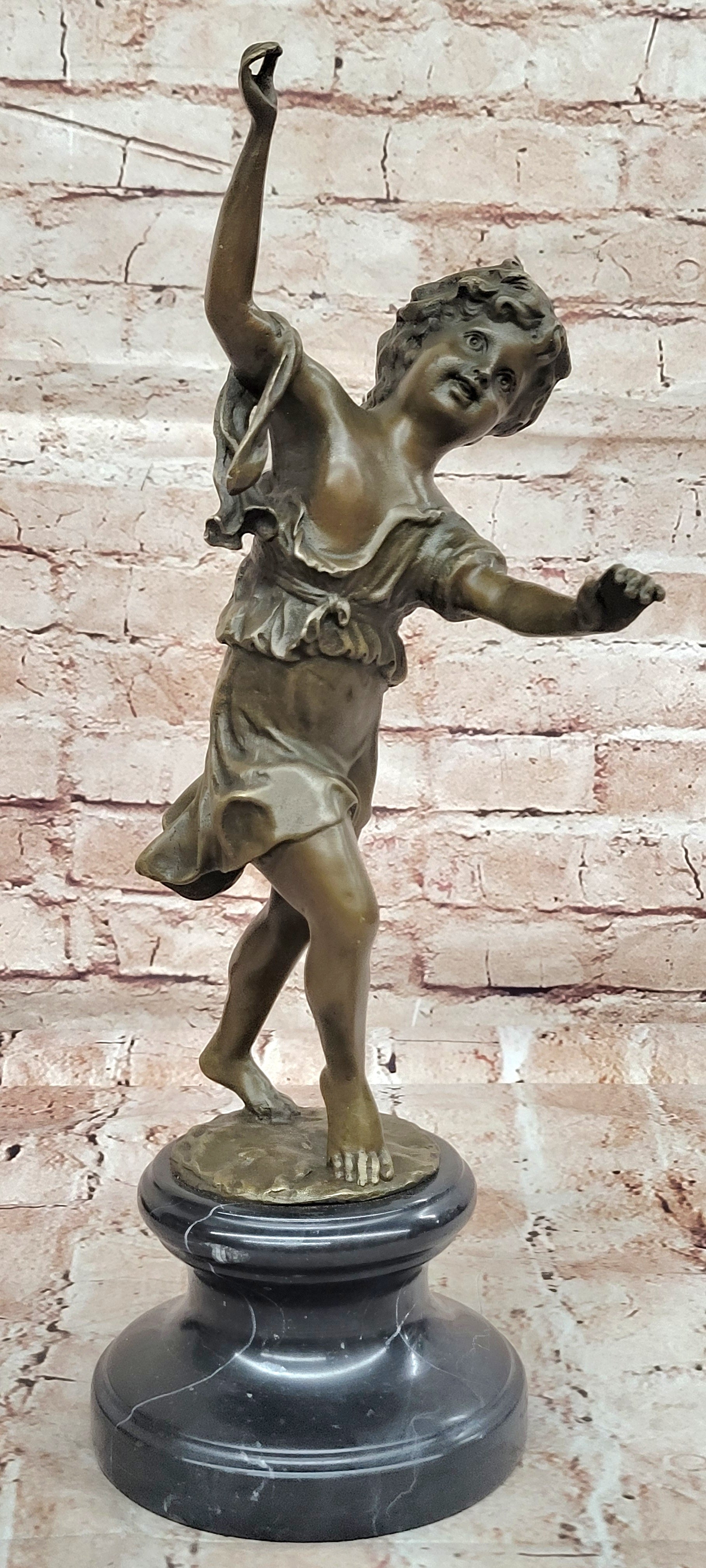 Charming Bronze Sculpture Statue Dancing Boy by Moreau Vintage Style Decor