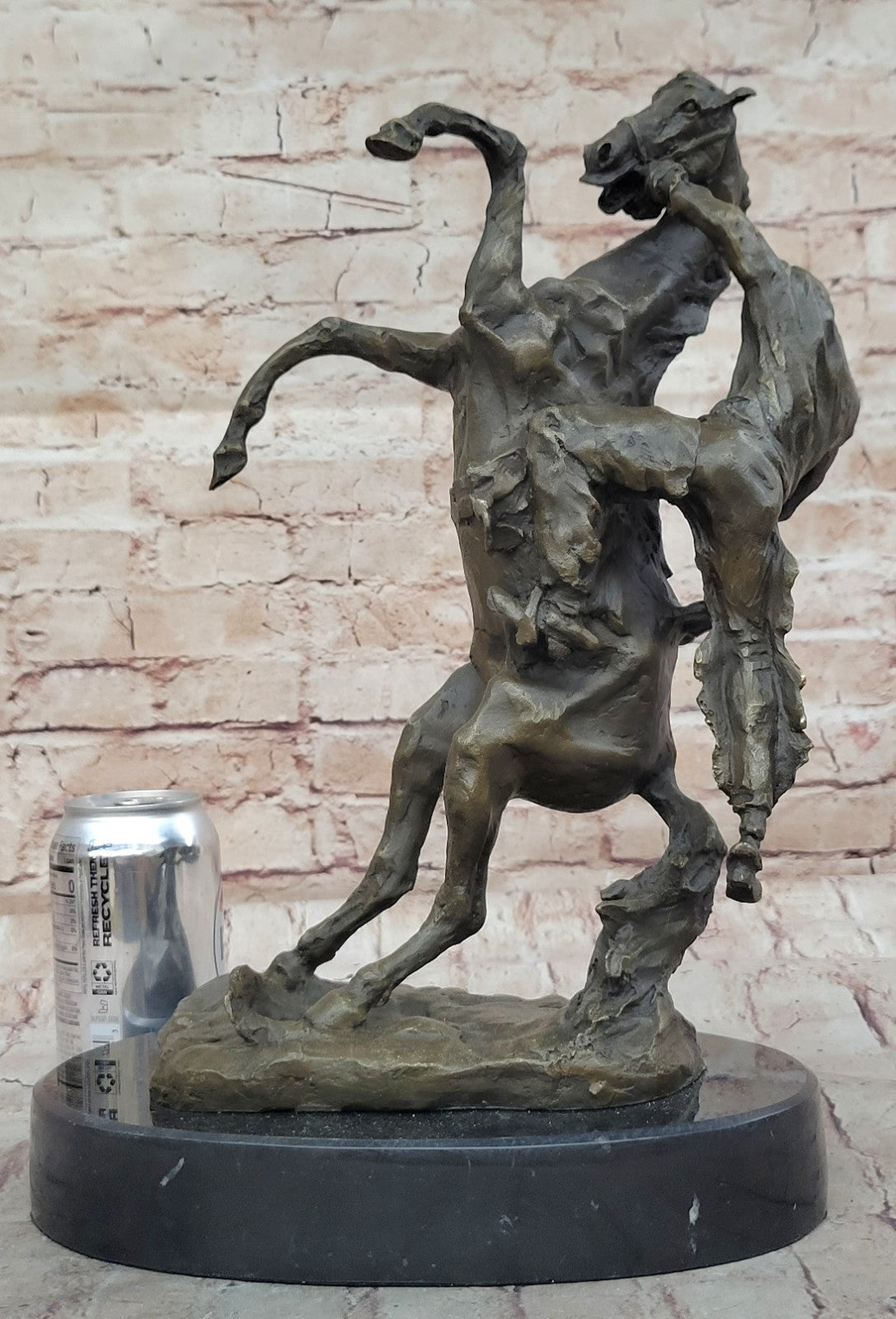 Rearing Thoroughbred Quarter Horse Rodeo Western Farm Art Bronze Marble Statue