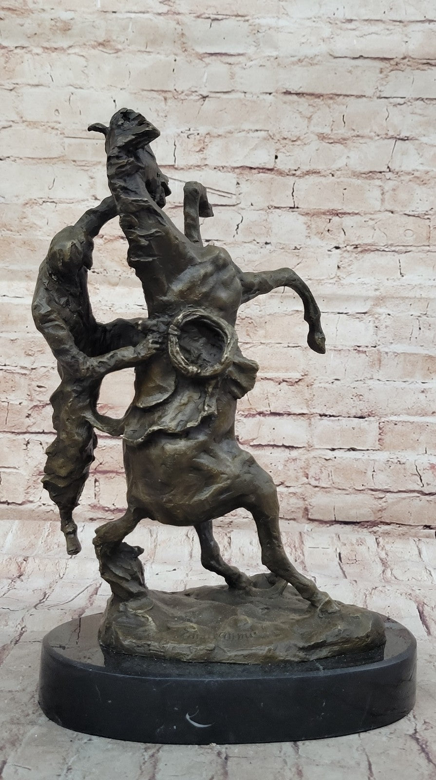 Rearing Thoroughbred Quarter Horse Rodeo Western Farm Art Bronze Marble Statue