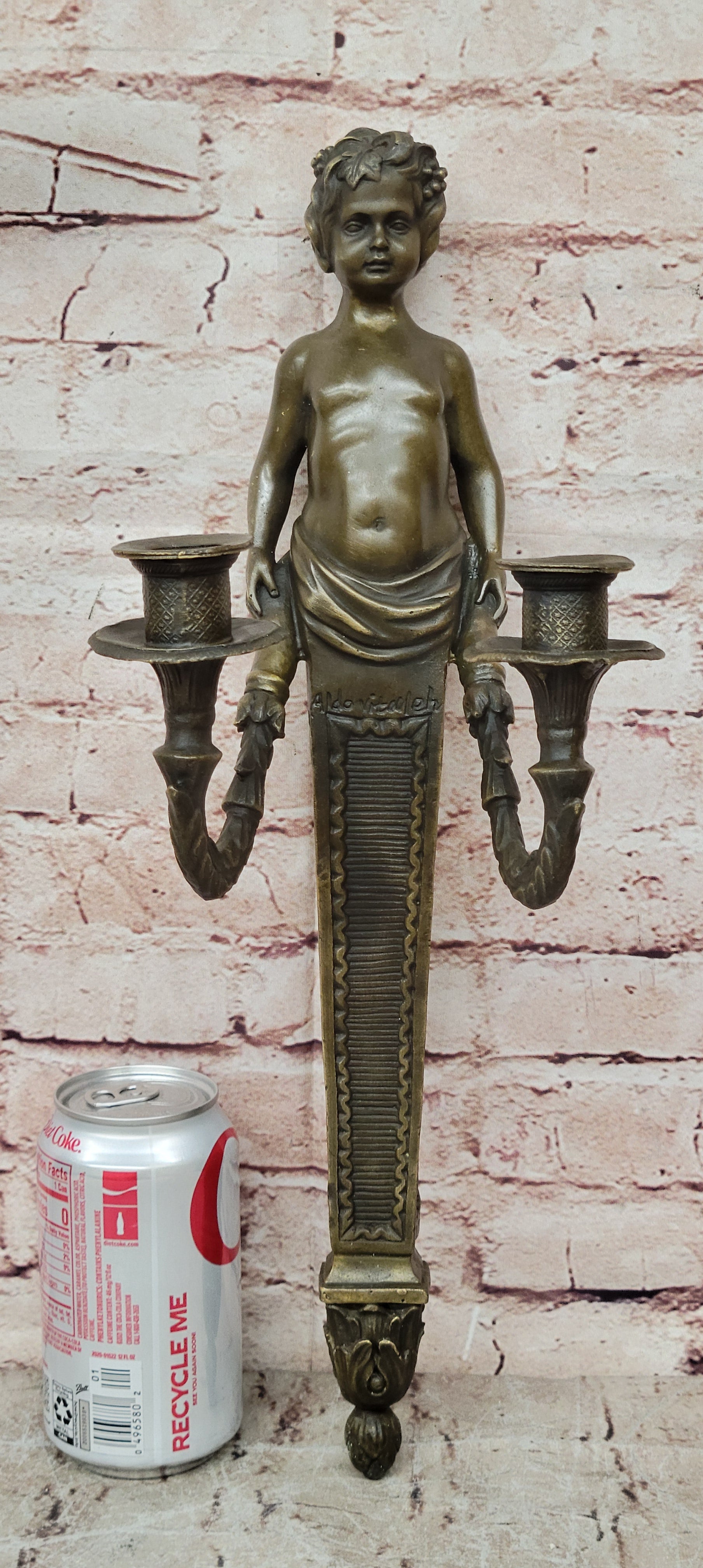 Nude Puti Angel Sconce Incense Burner Candelabra Art Bronze Gift Wall Mount Sale