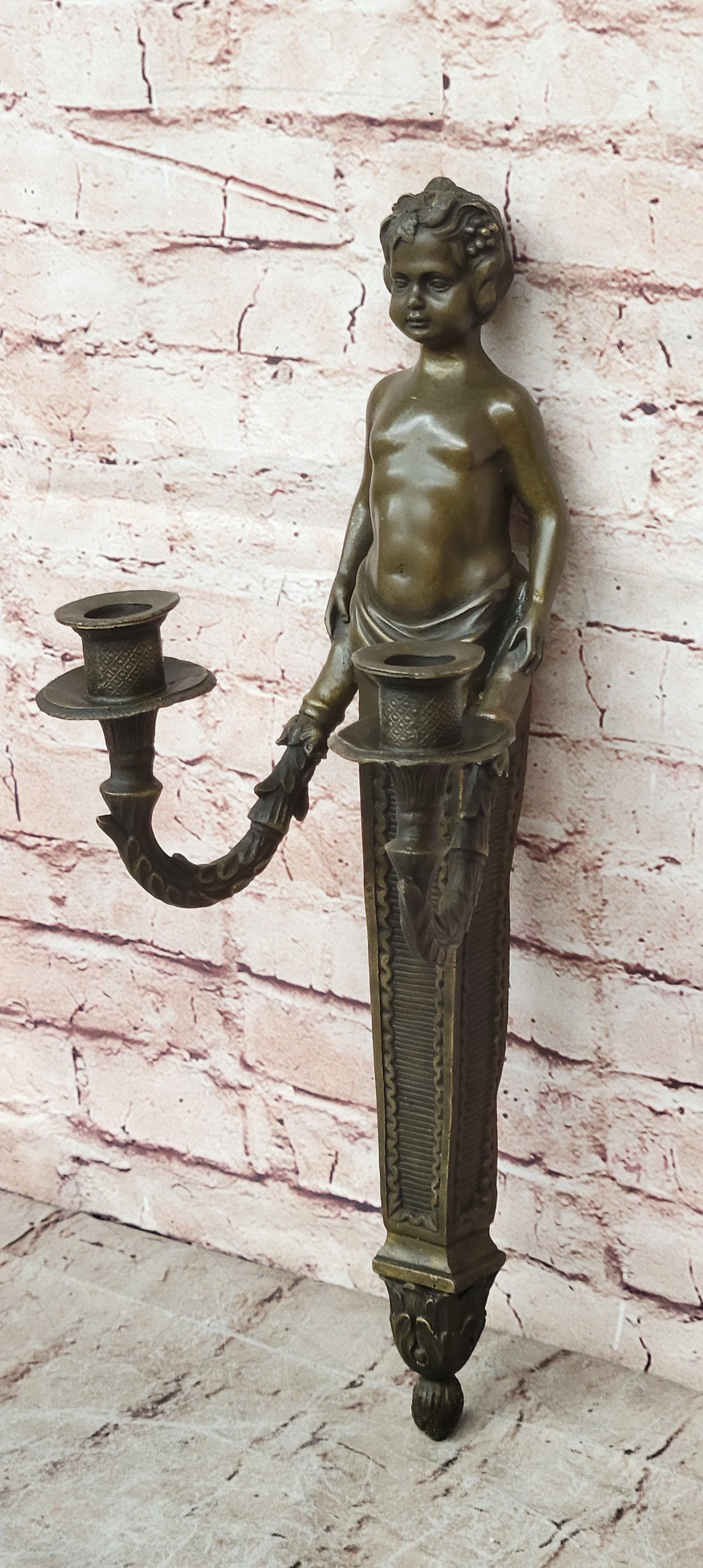 Nude Puti Angel Sconce Incense Burner Candelabra Art Bronze Gift Wall Mount Sale