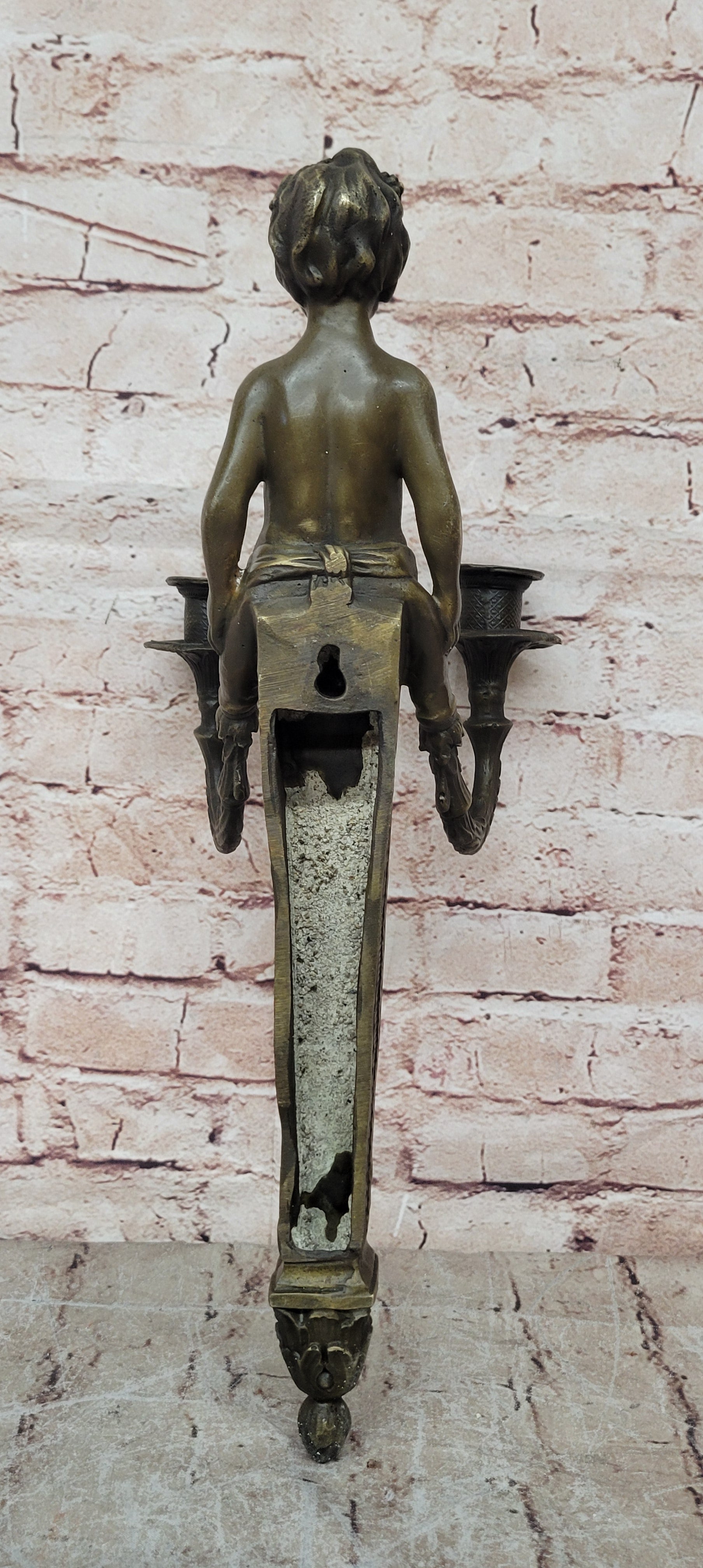 Nude Puti Angel Sconce Incense Burner Candelabra Art Bronze Gift Wall Mount Sale