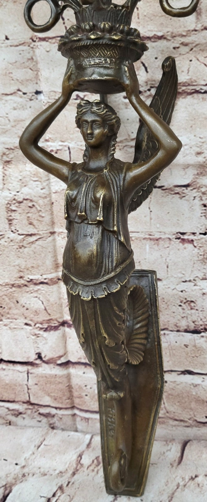 Art Deco Wall mount Sconce Angel Bronze Sculpture Classic Artwork Figurine Gift