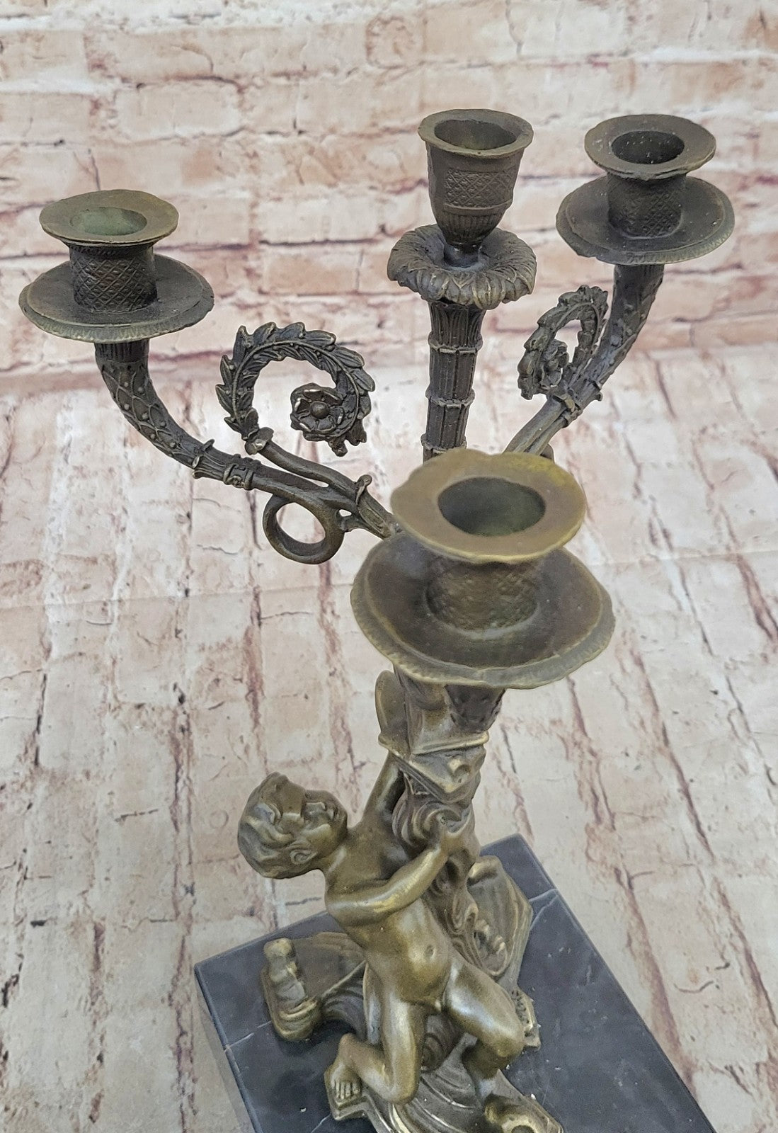 RARE EROTIC NUDE BOY BRONZE CANDLE HOLDER ART DECO FIGURINE HOME DECOR GIFT