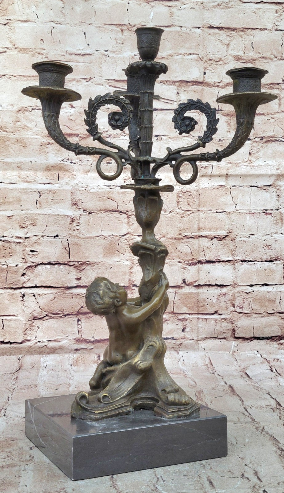 French Style Nude Hand Made Bronze Candle Holder Statue Sculpture Art figurine