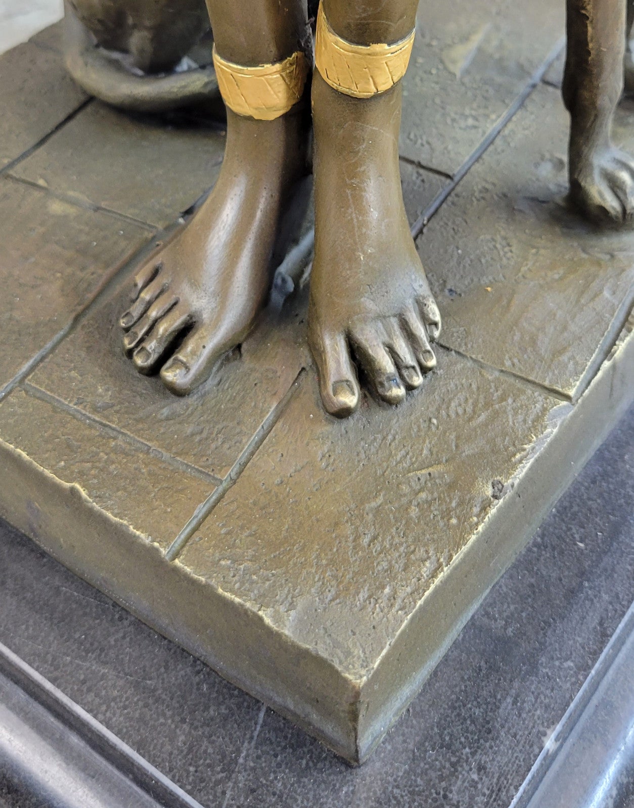 LADY mit PANTHER BRONZE KLEOPATRA AKT FIGUR sexy EGYPT QUEEN nackte FRAUENFIGUR